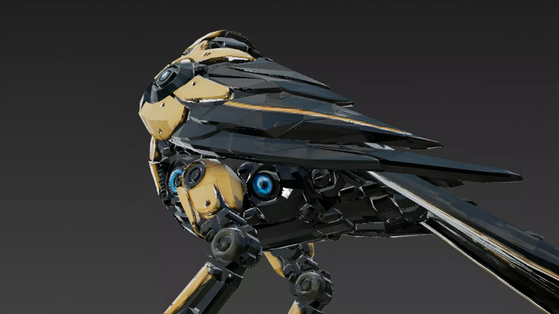 Yellow Robotic Animals Pack PBR 3D Models Low-poly 3D model_9