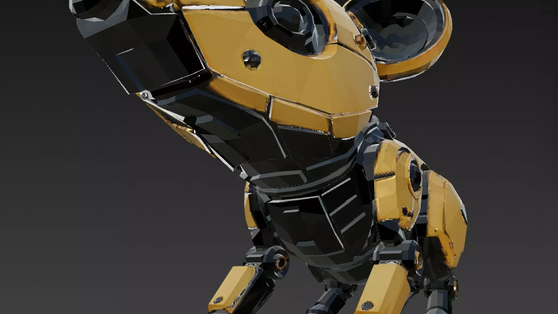 Yellow Robotic Animals Pack PBR 3D Models Low-poly 3D model_51