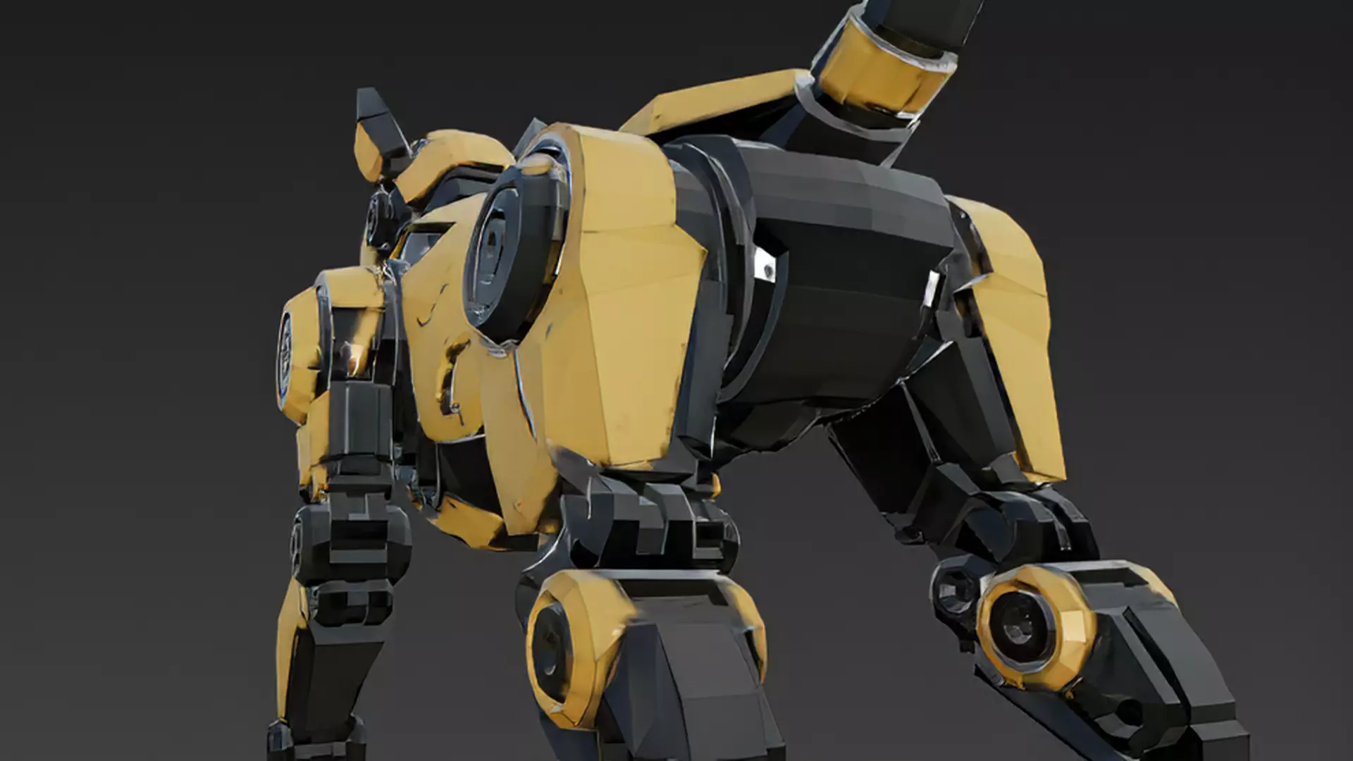 Yellow Robotic Animals Pack PBR 3D Models Low-poly 3D model_42