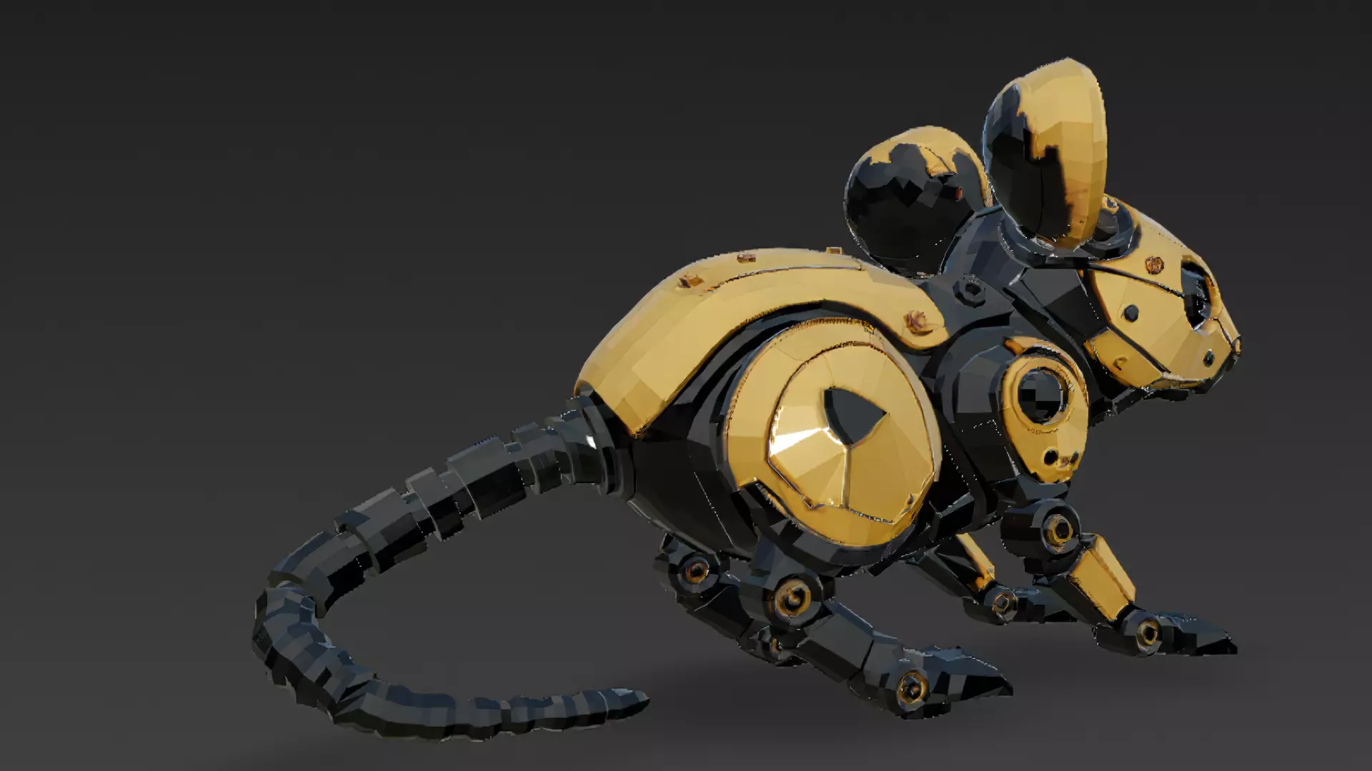 Yellow Robotic Animals Pack PBR 3D Models Low-poly 3D model_50