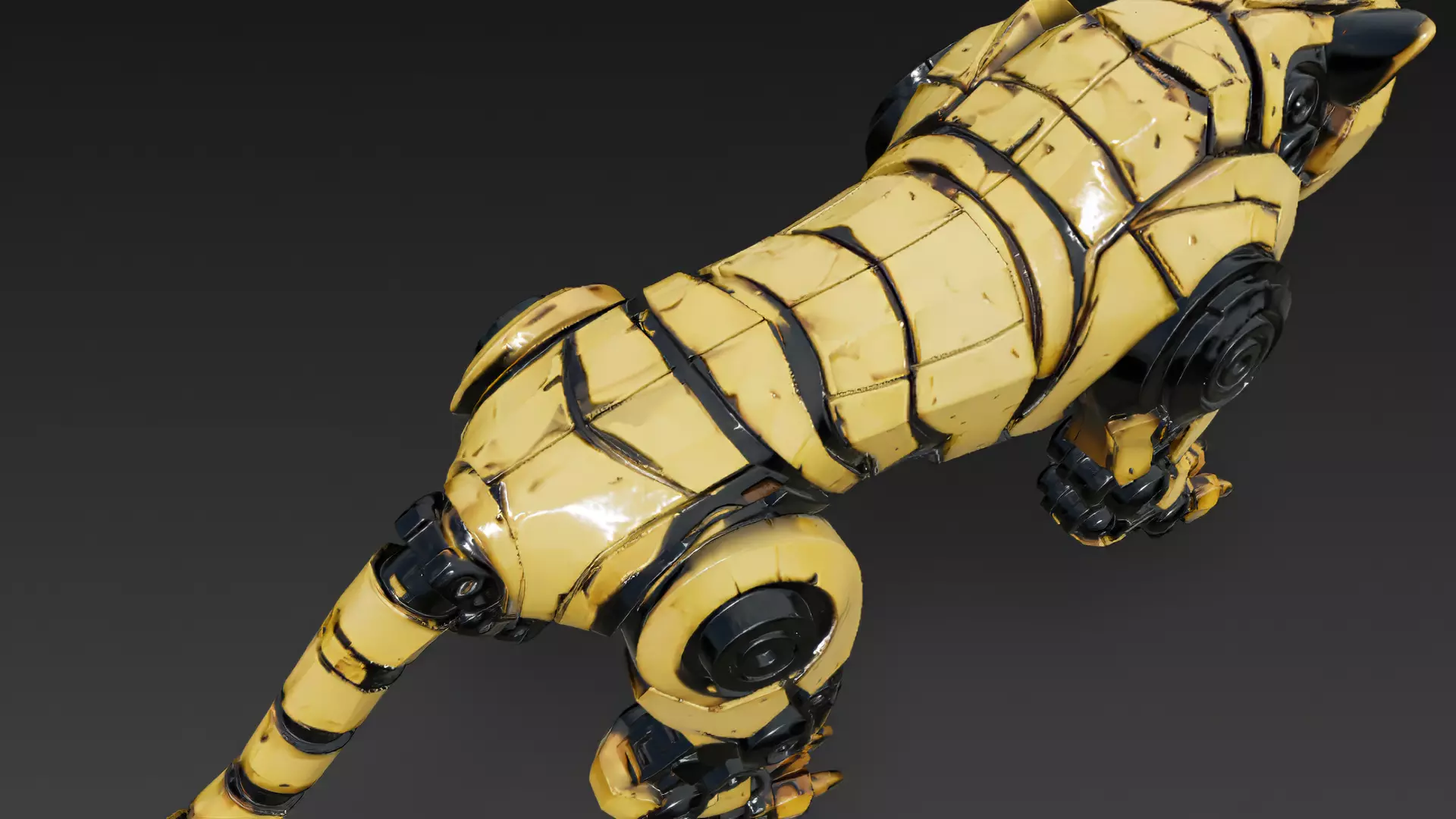 Yellow Robotic Animals Pack PBR 3D Models Low-poly 3D model_64