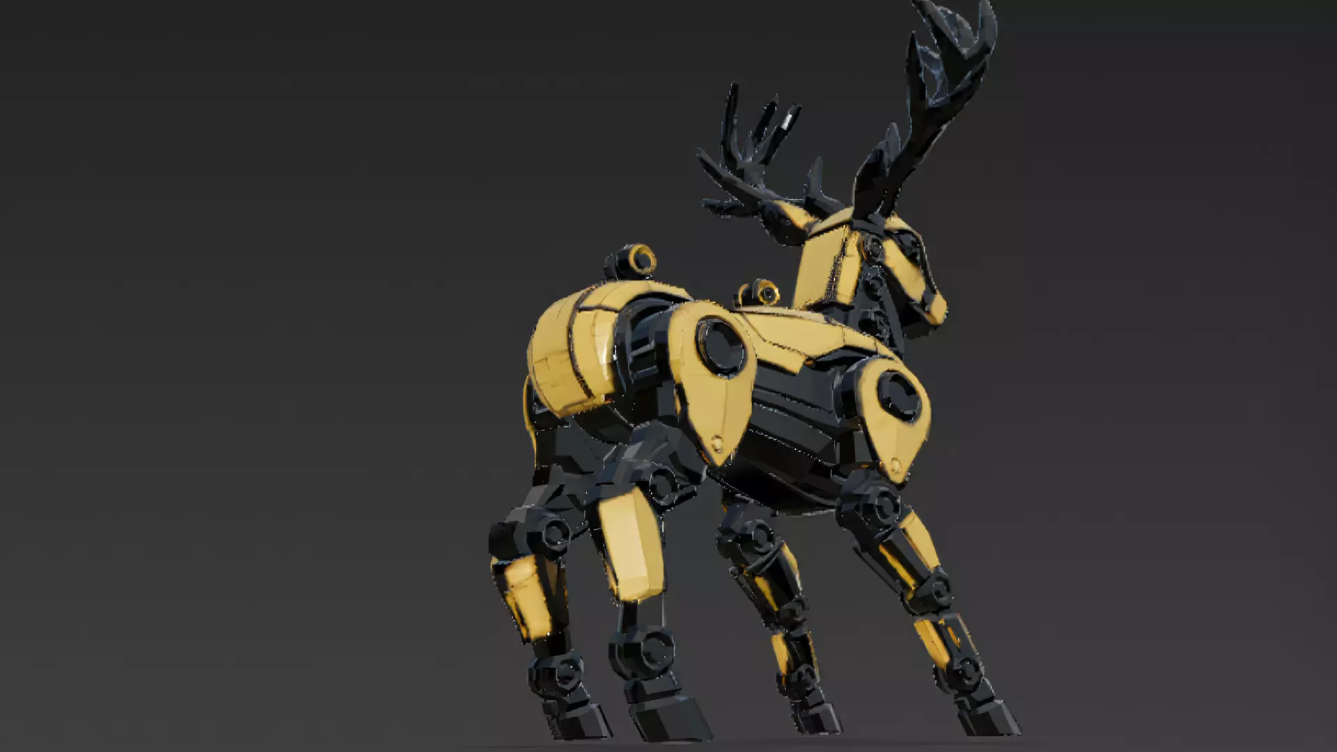 Yellow Robotic Animals Pack PBR 3D Models Low-poly 3D model_27