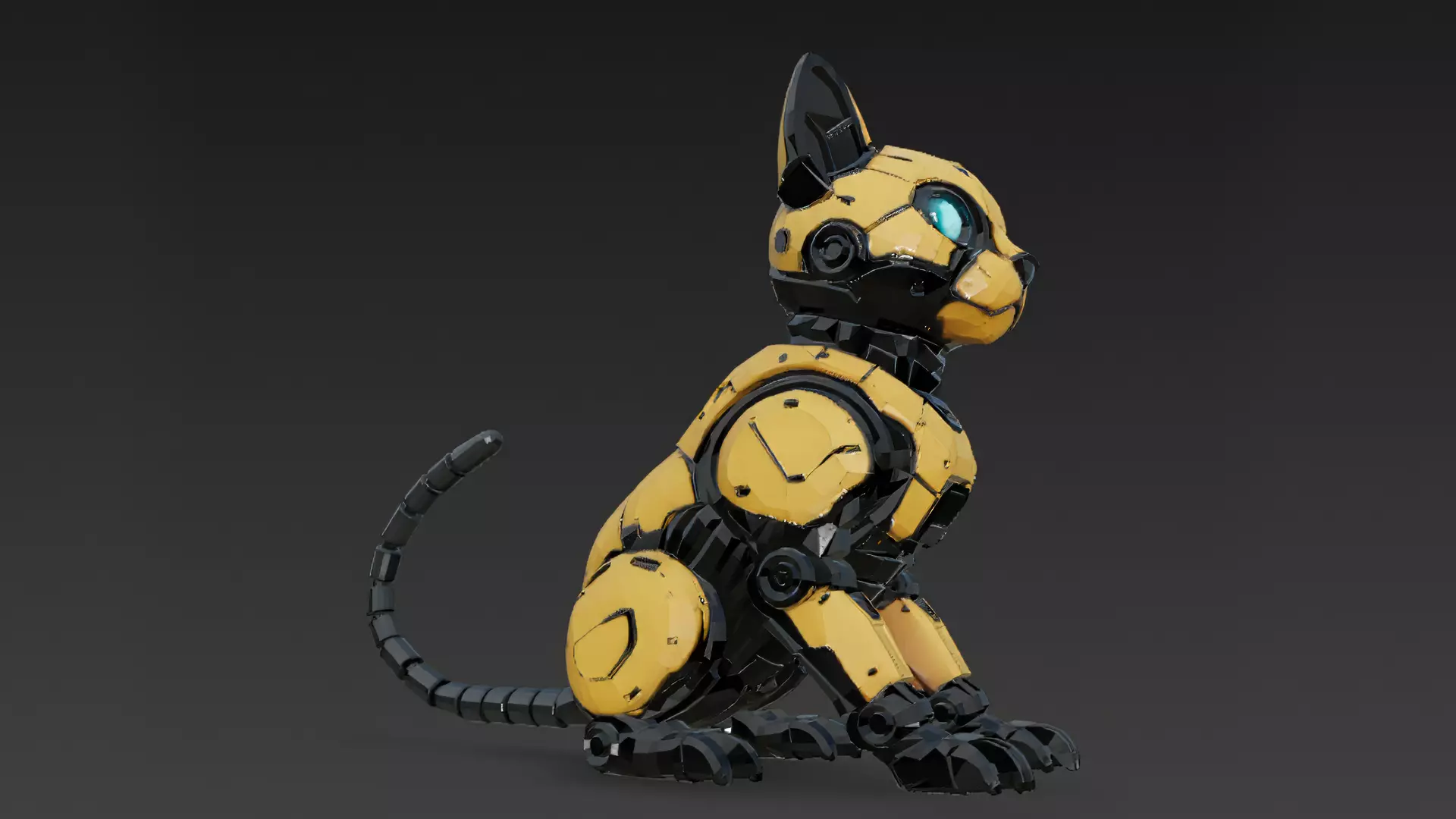 Yellow Robotic Animals Pack PBR 3D Models Low-poly 3D model_16