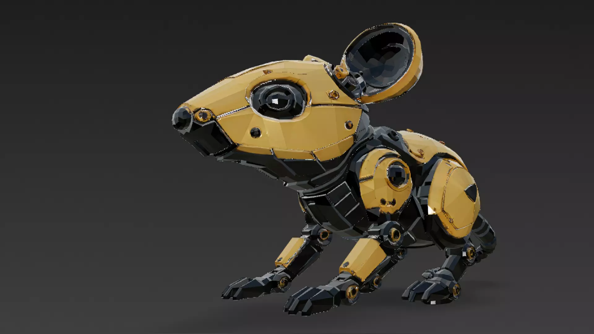 Yellow Robotic Animals Pack PBR 3D Models Low-poly 3D model_47