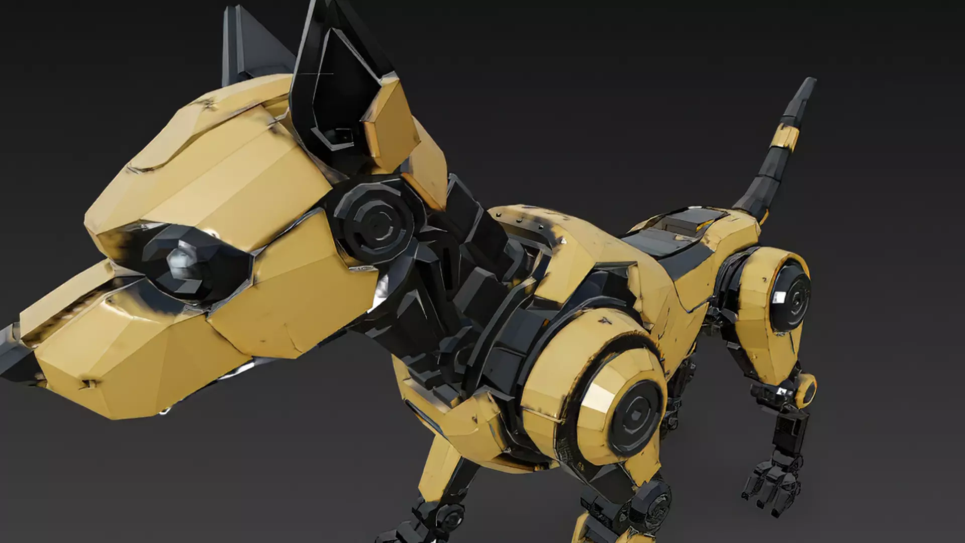 Yellow Robotic Animals Pack PBR 3D Models Low-poly 3D model_41