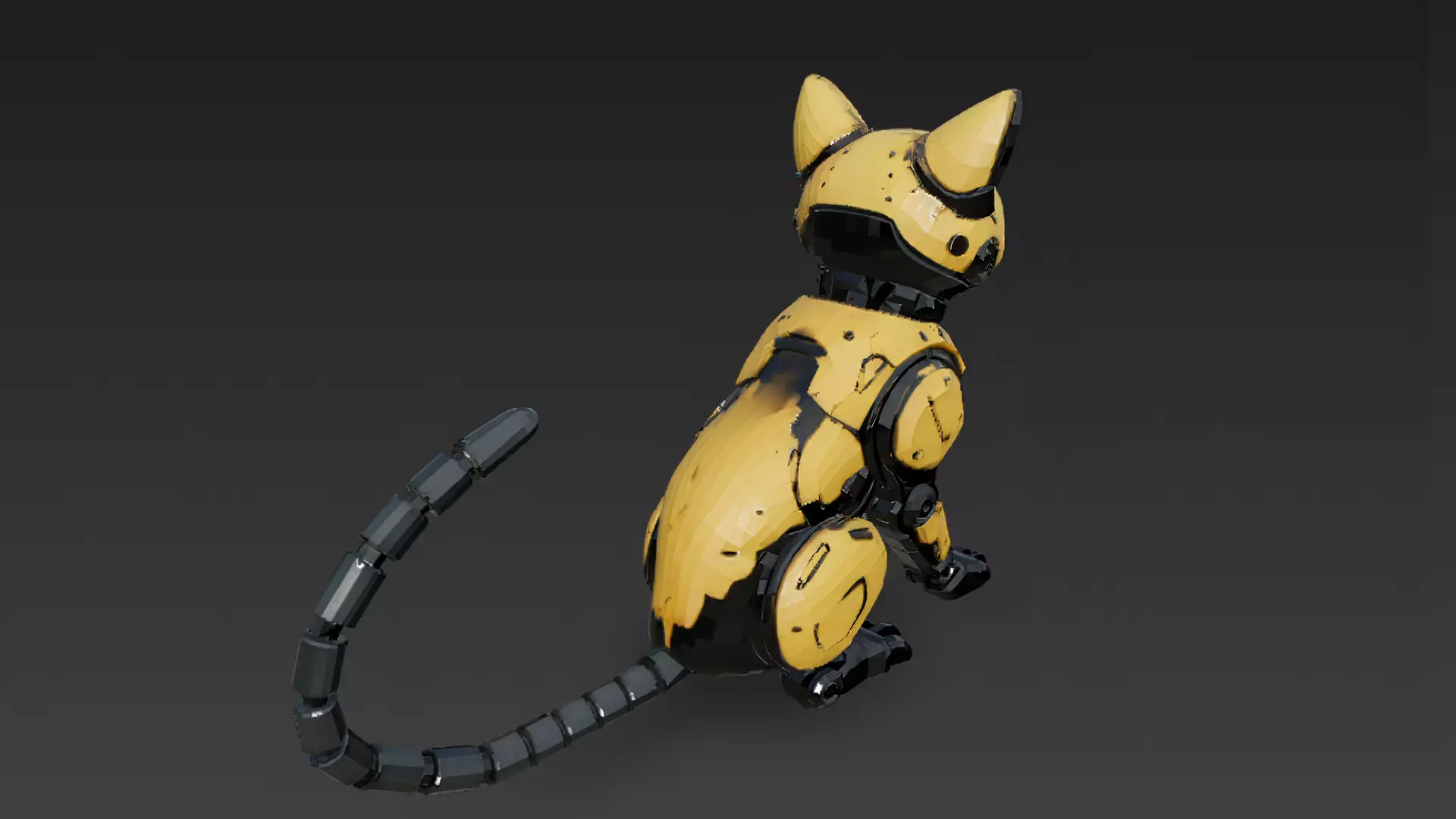 Yellow Robotic Animals Pack PBR 3D Models Low-poly 3D model_15