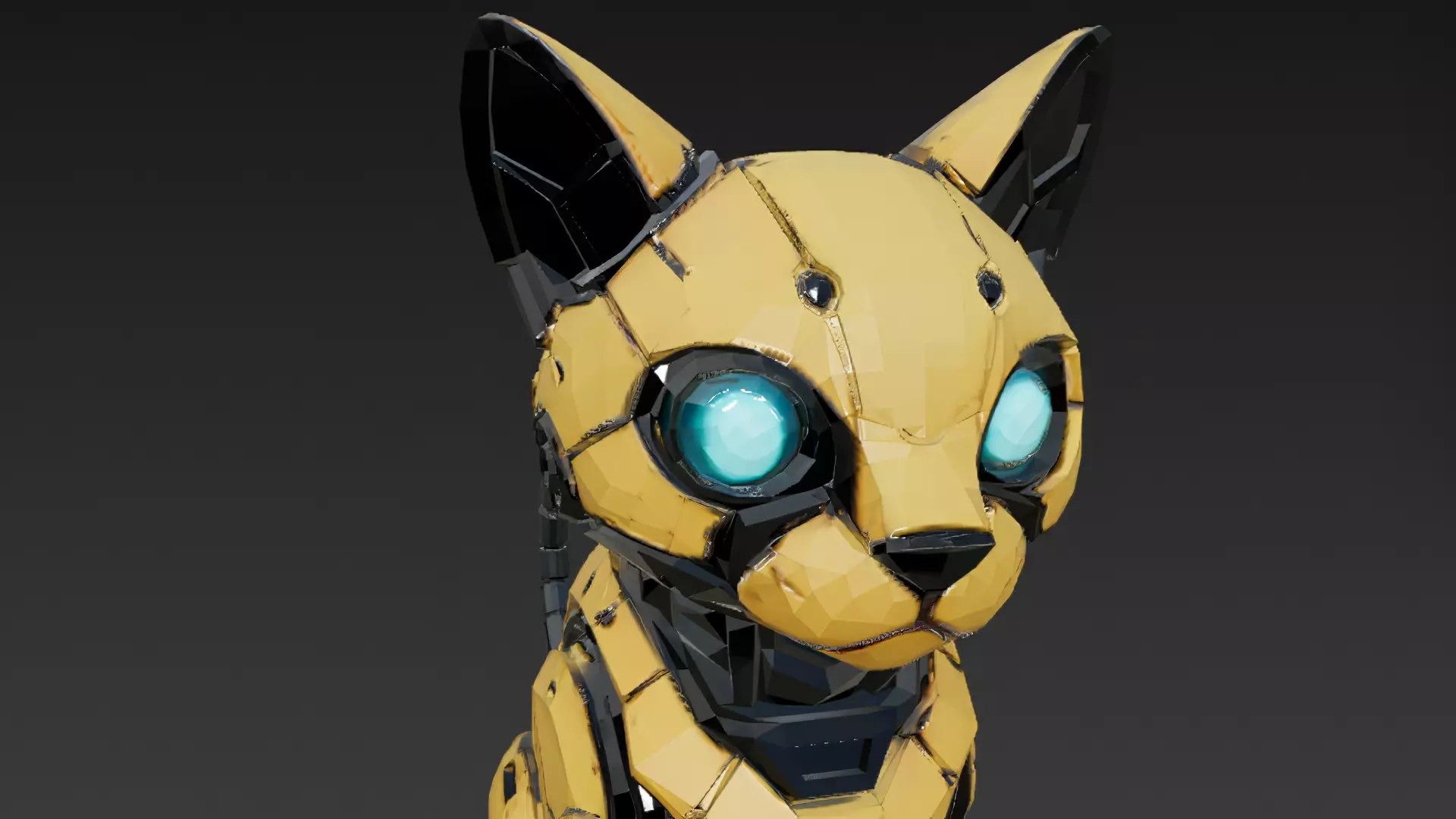 Yellow Robotic Animals Pack PBR 3D Models Low-poly 3D model_17