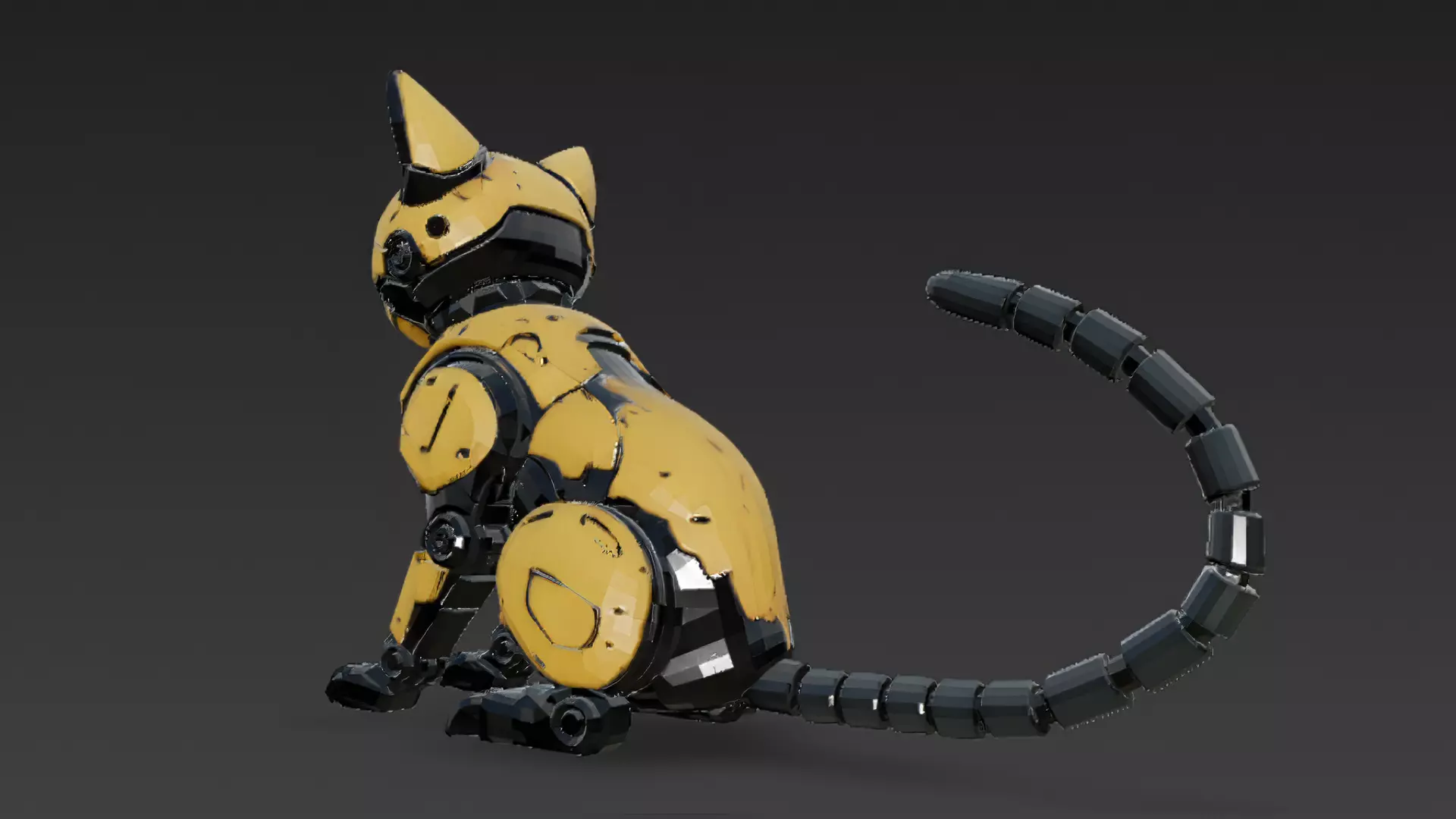 Yellow Robotic Animals Pack PBR 3D Models Low-poly 3D model_14