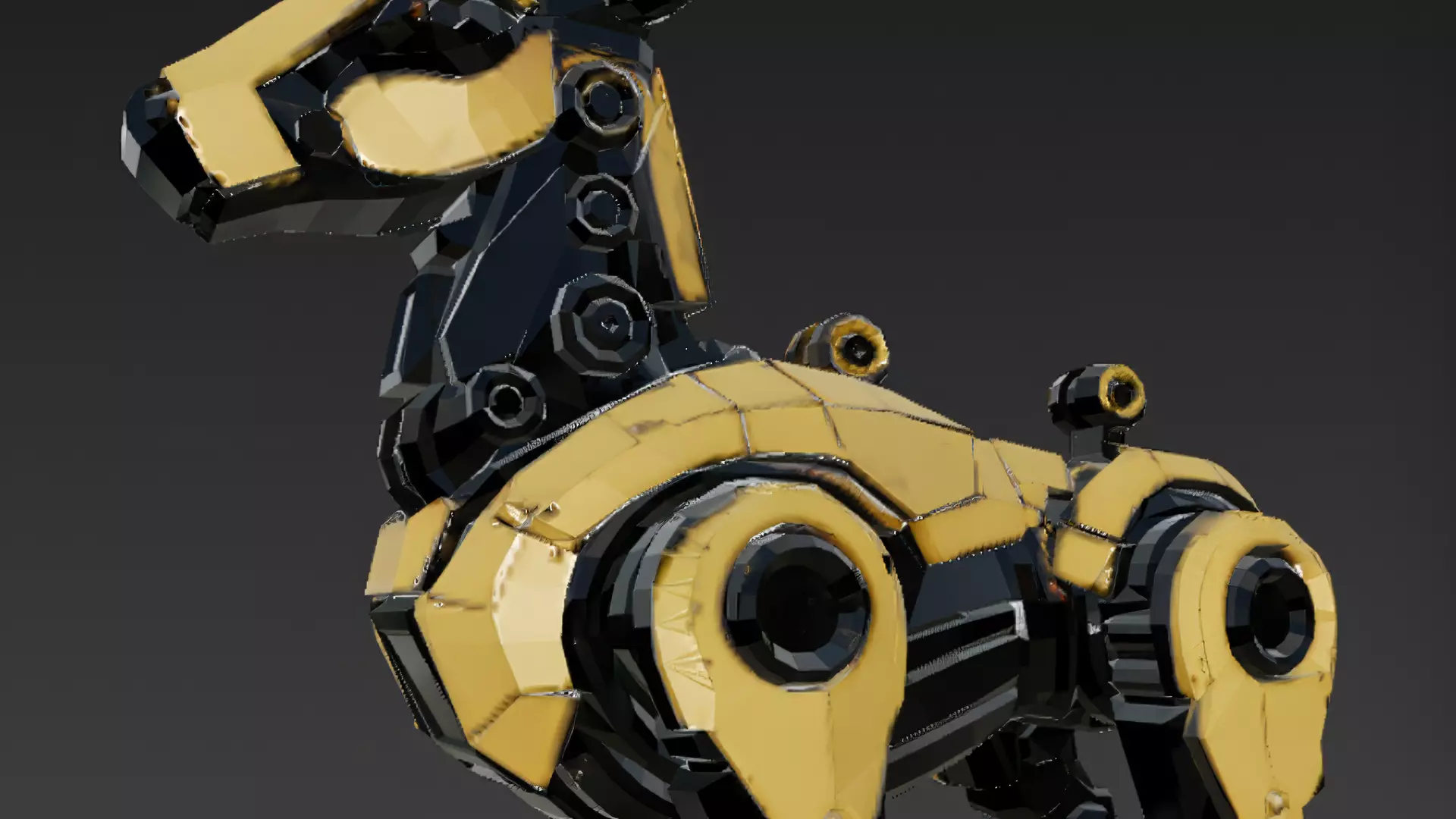 Yellow Robotic Animals Pack PBR 3D Models Low-poly 3D model_29