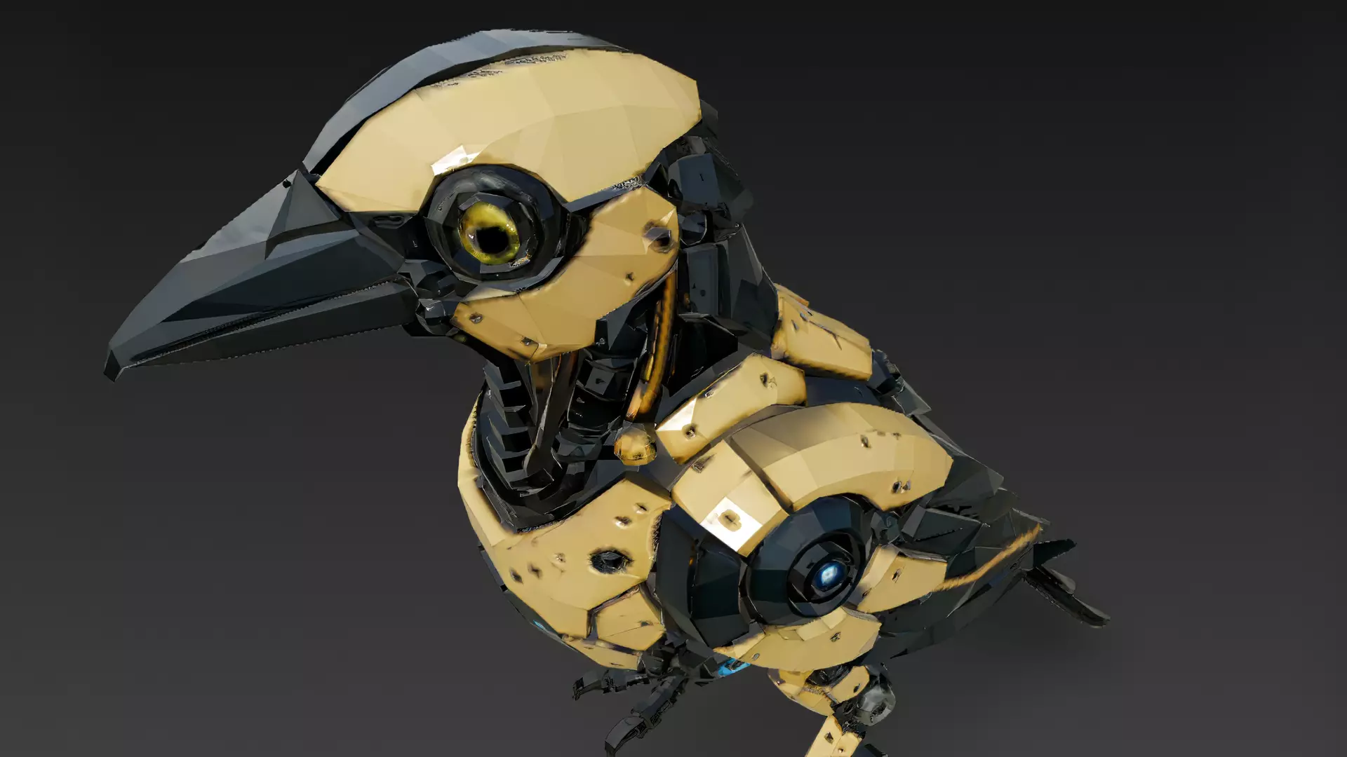 Yellow Robotic Animals Pack PBR 3D Models Low-poly 3D model_8