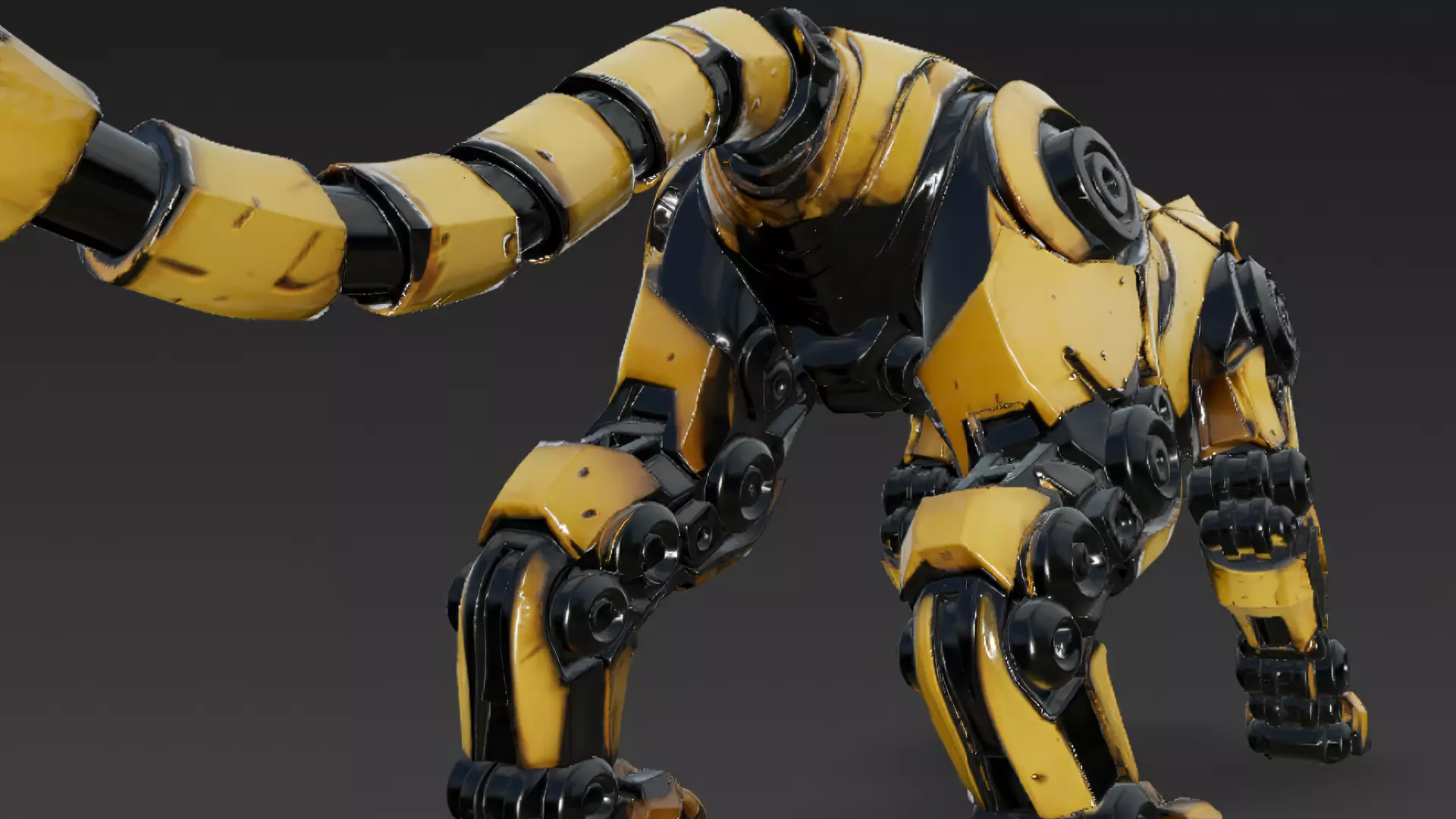 Yellow Robotic Animals Pack PBR 3D Models Low-poly 3D model_63