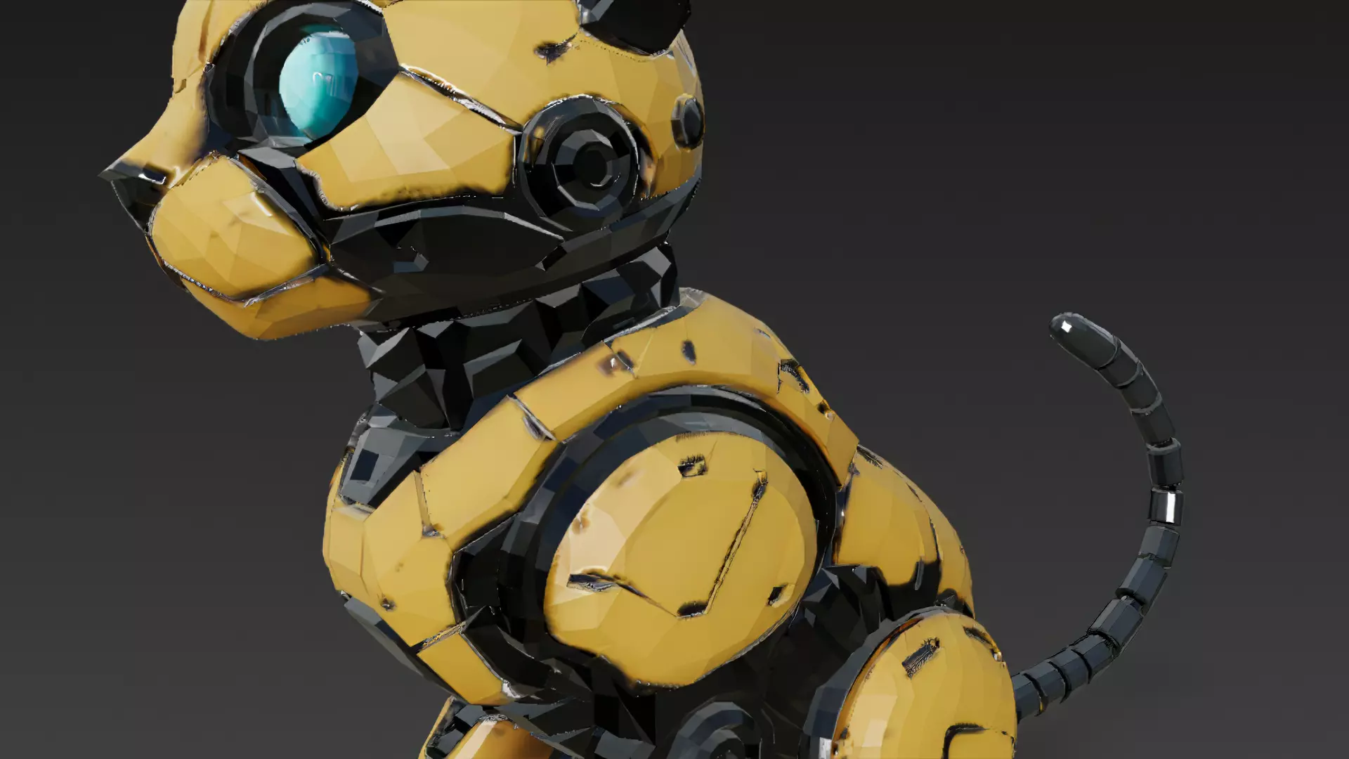 Yellow Robotic Animals Pack PBR 3D Models Low-poly 3D model_18