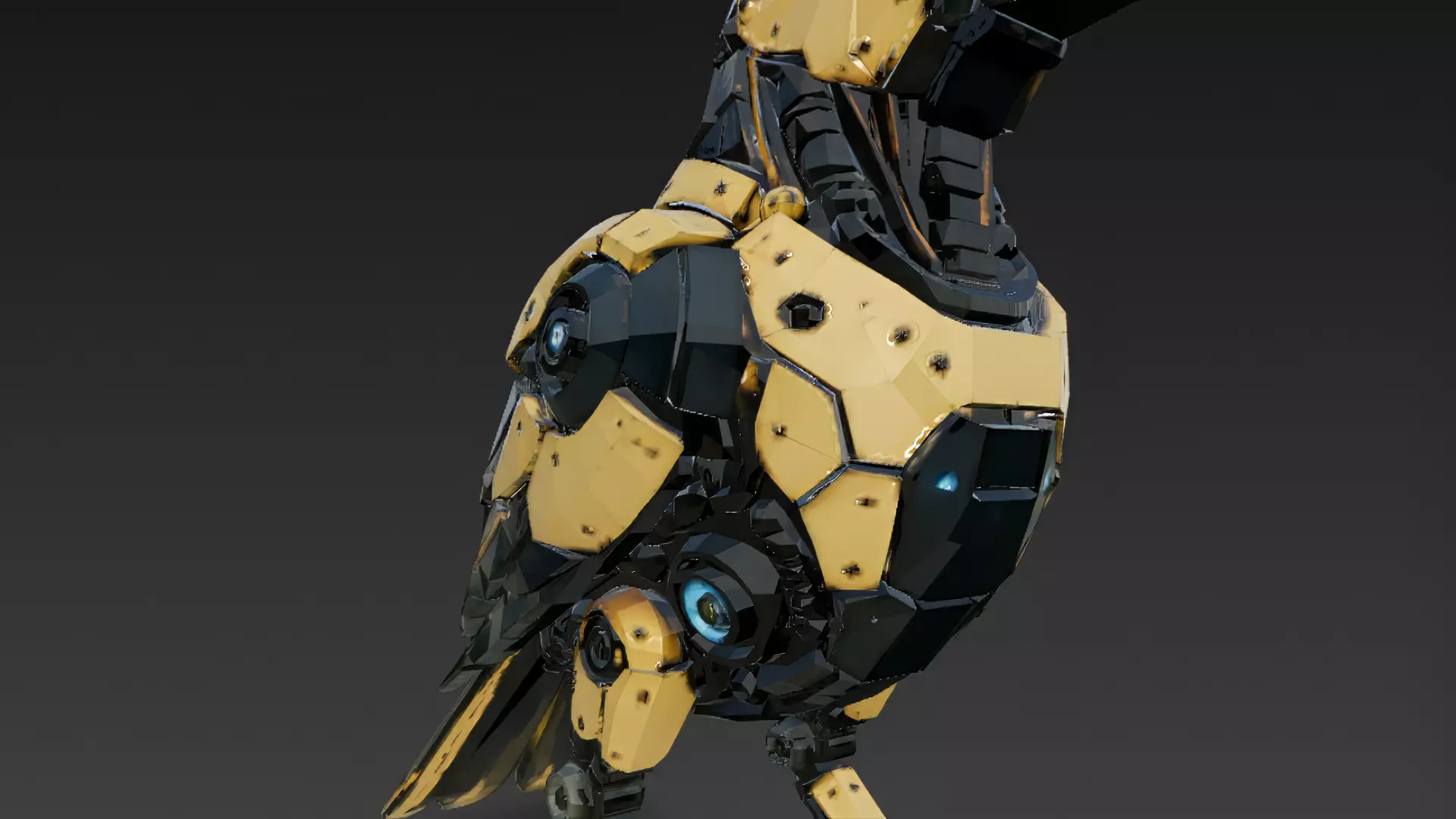 Yellow Robotic Animals Pack PBR 3D Models Low-poly 3D model_7
