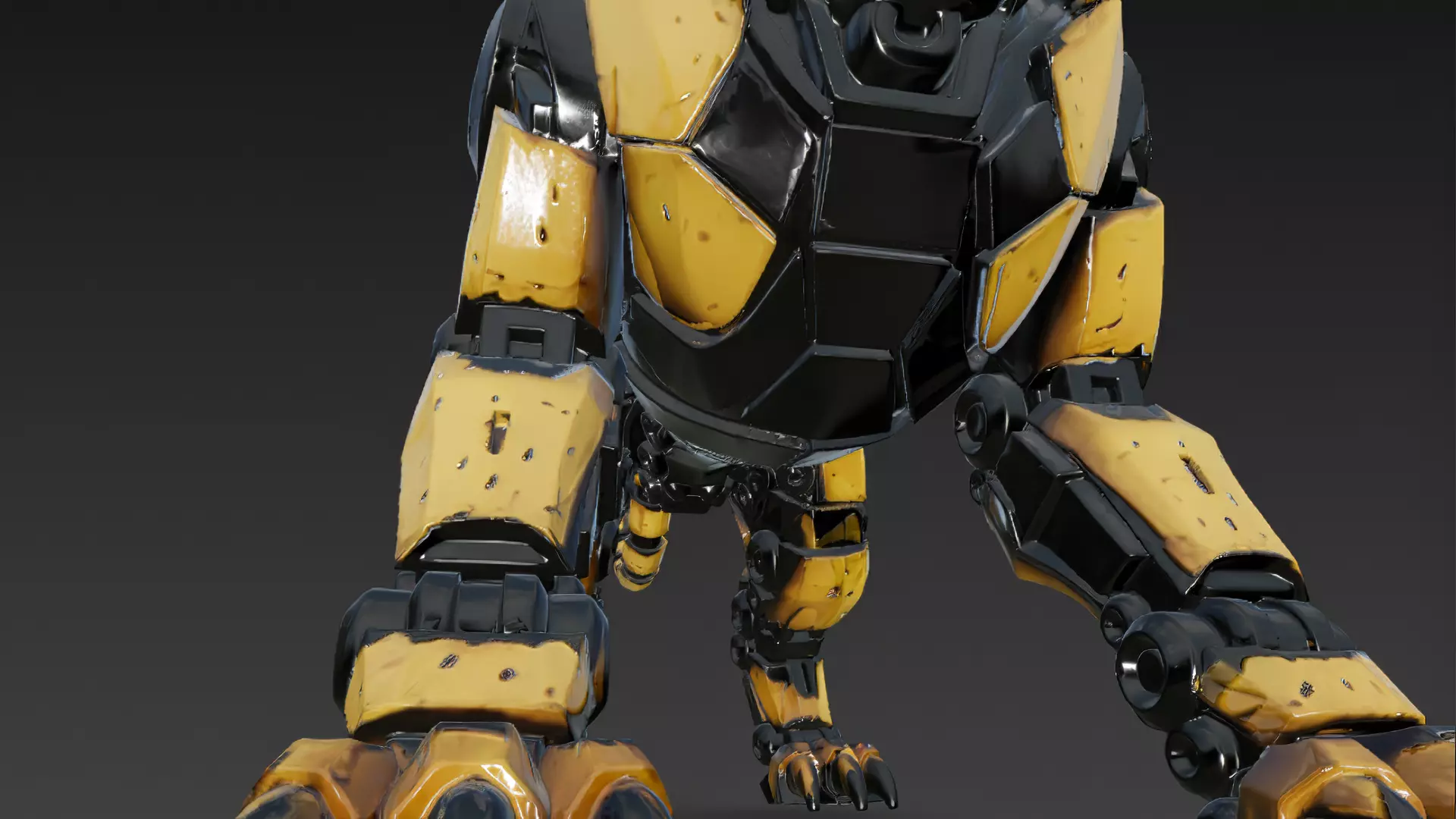 Yellow Robotic Animals Pack PBR 3D Models Low-poly 3D model_62