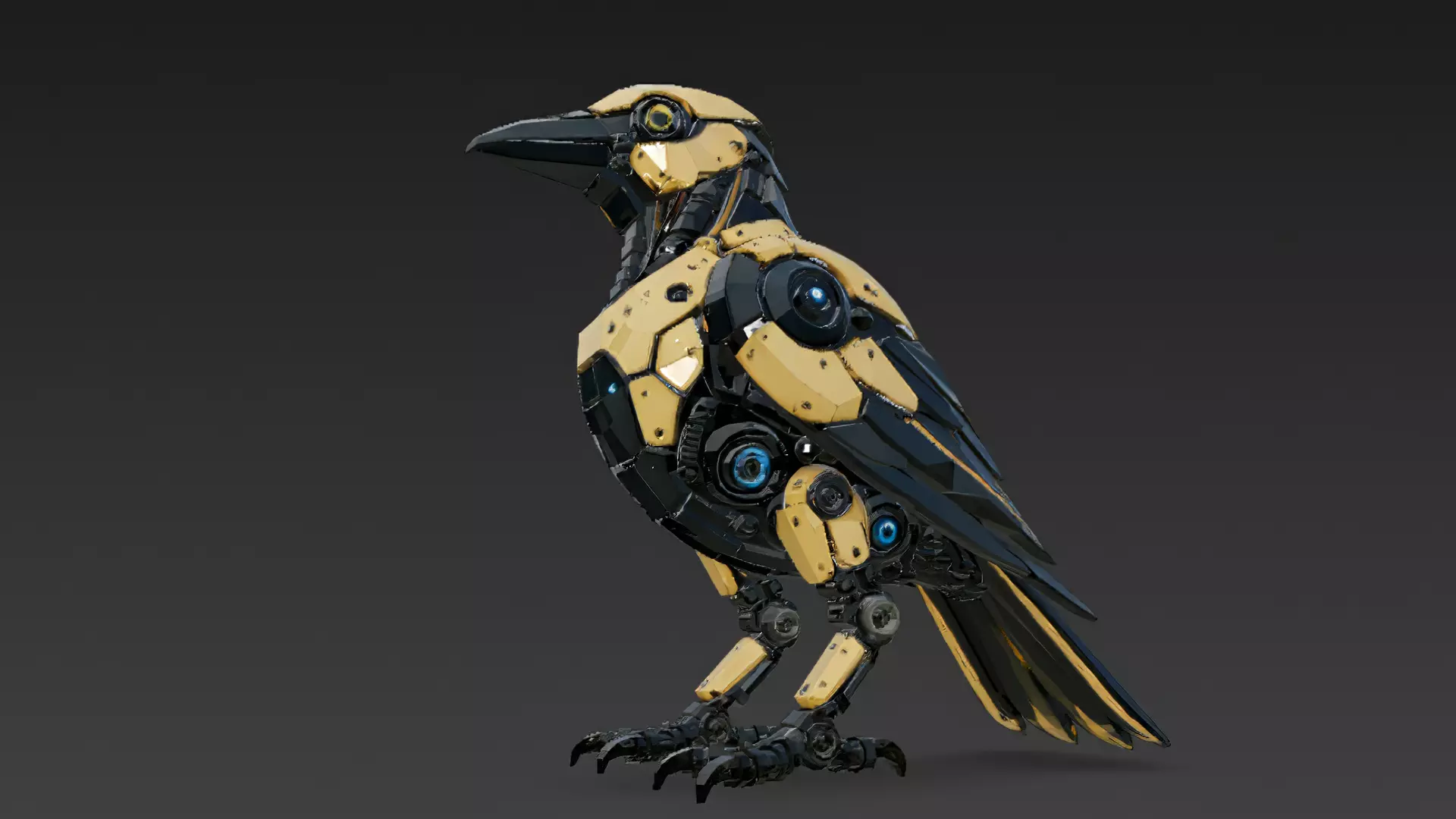 Yellow Robotic Animals Pack PBR 3D Models Low-poly 3D model_3