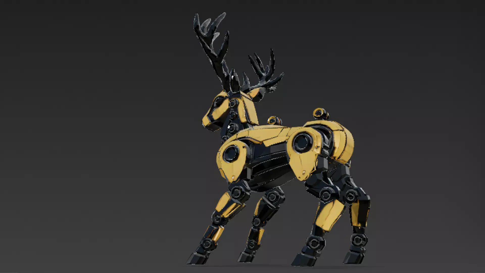 Yellow Robotic Animals Pack PBR 3D Models Low-poly 3D model_25