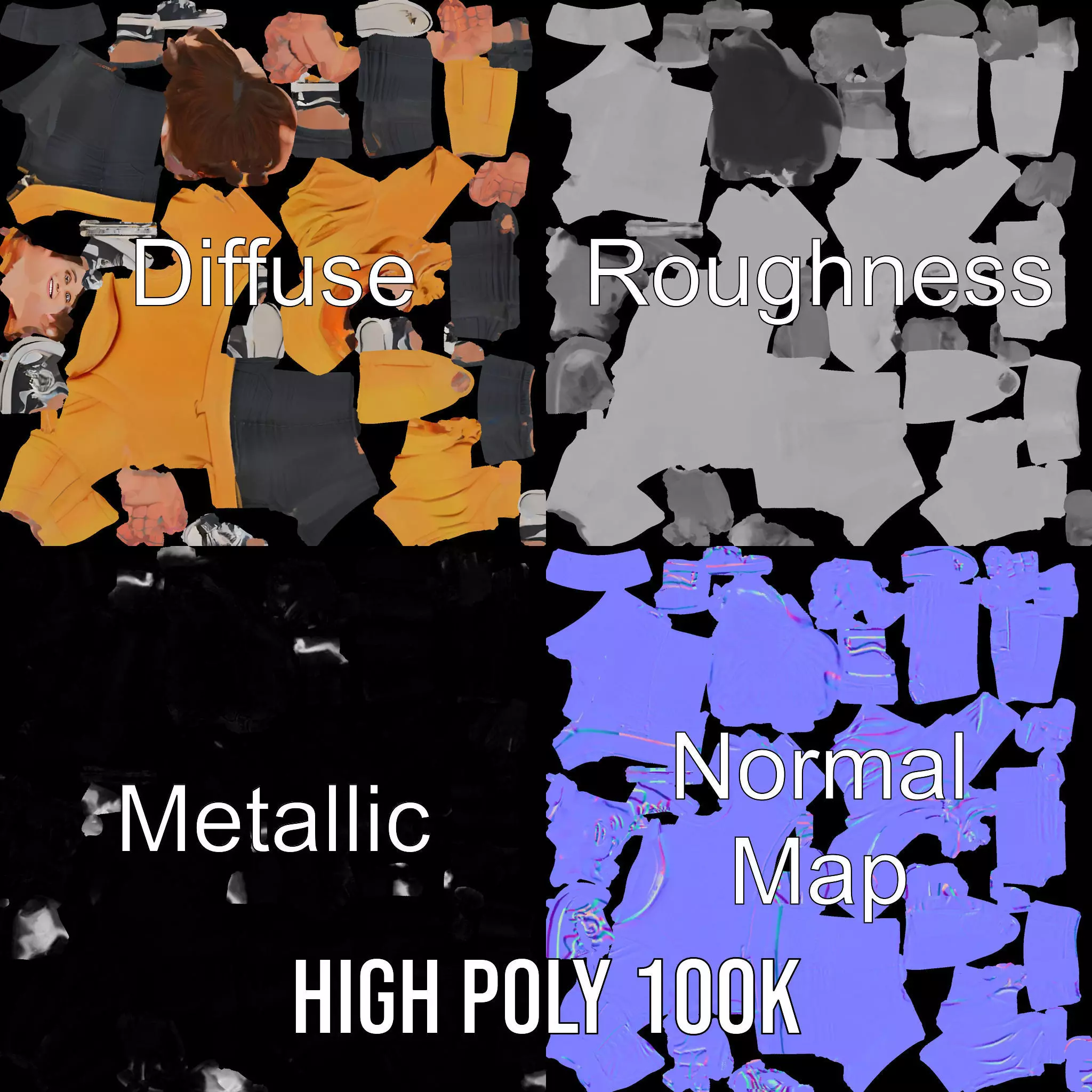 Casual Youth Outfit model pack Low-poly 3D model_3