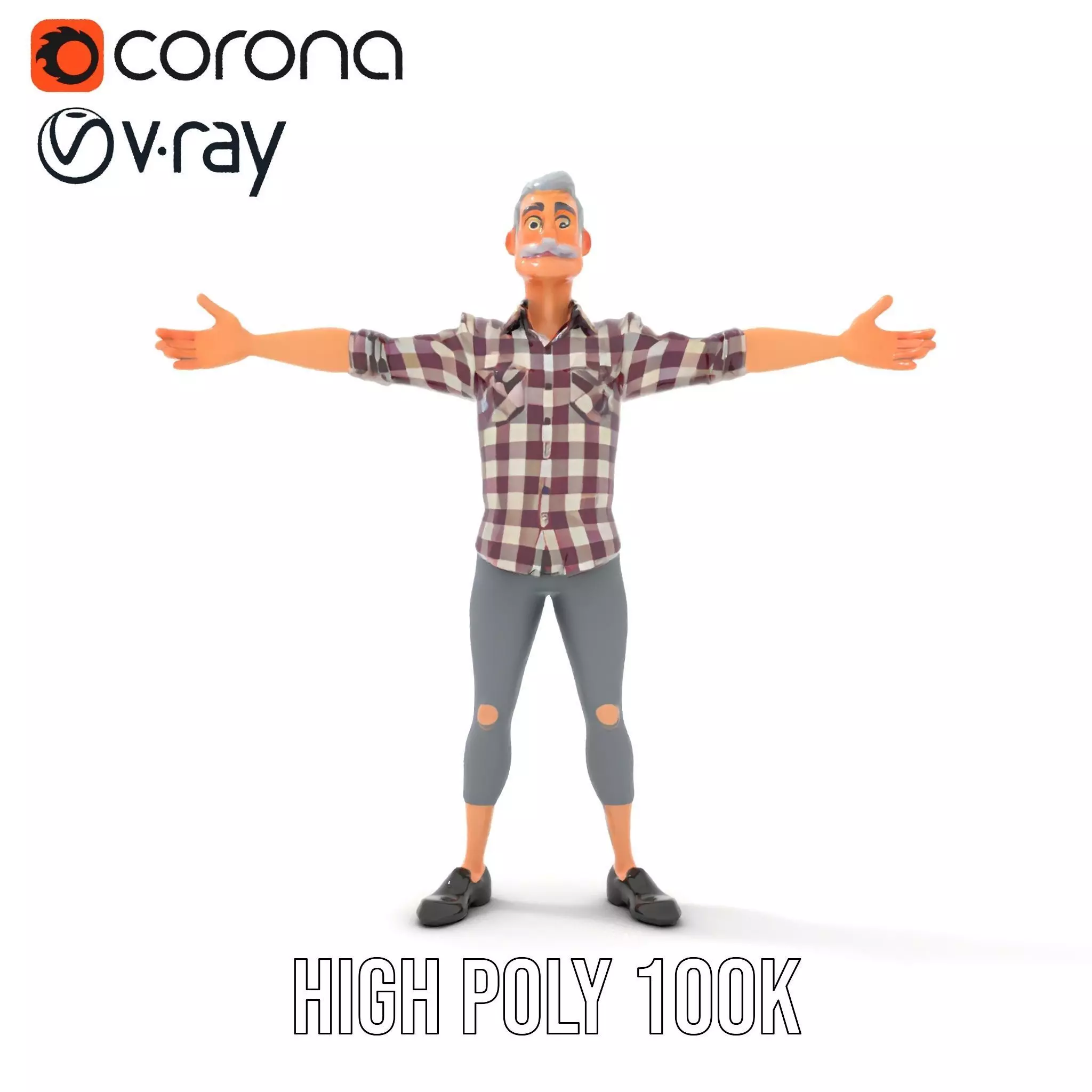 Plaid Shirt Character model pack Low-poly 3D model_18