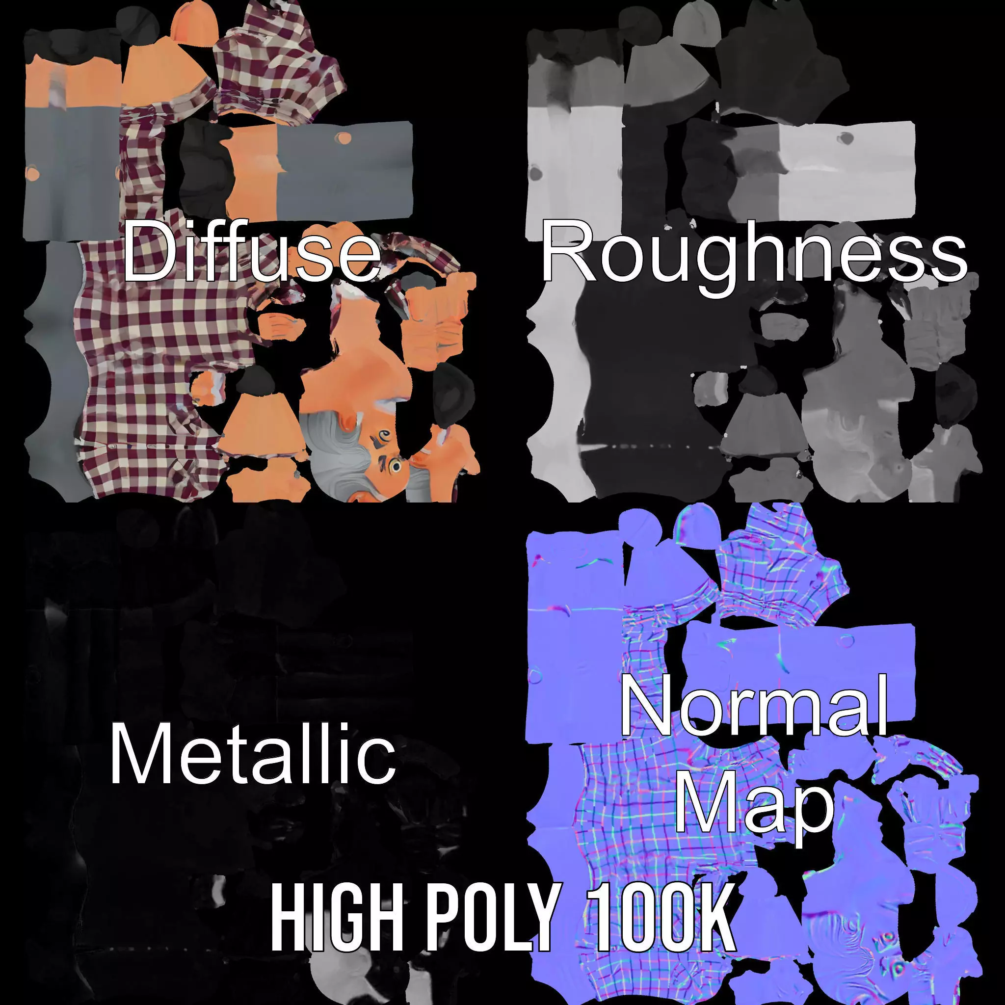 Plaid Shirt Character model pack Low-poly 3D model_3