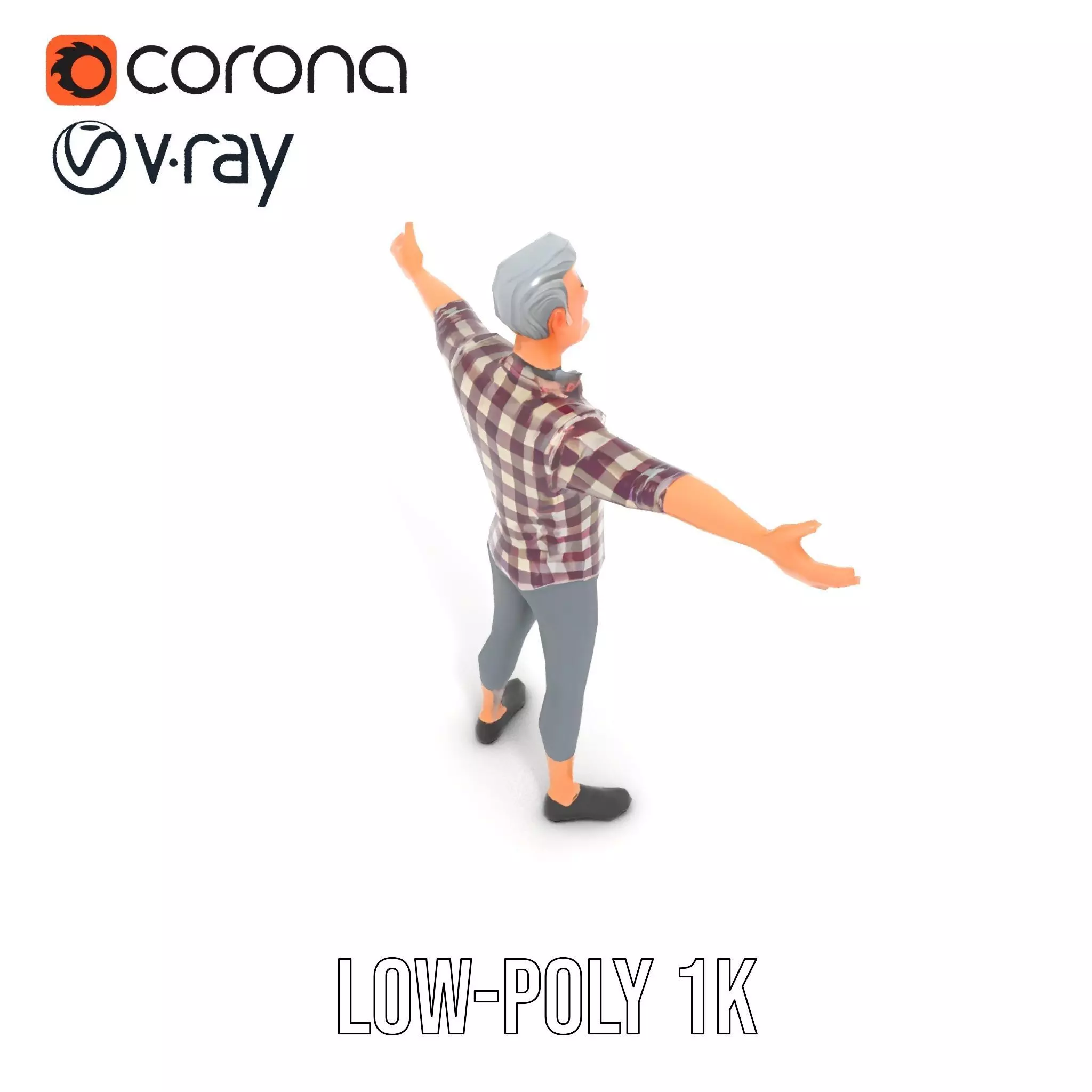 Plaid Shirt Character model pack Low-poly 3D model_12