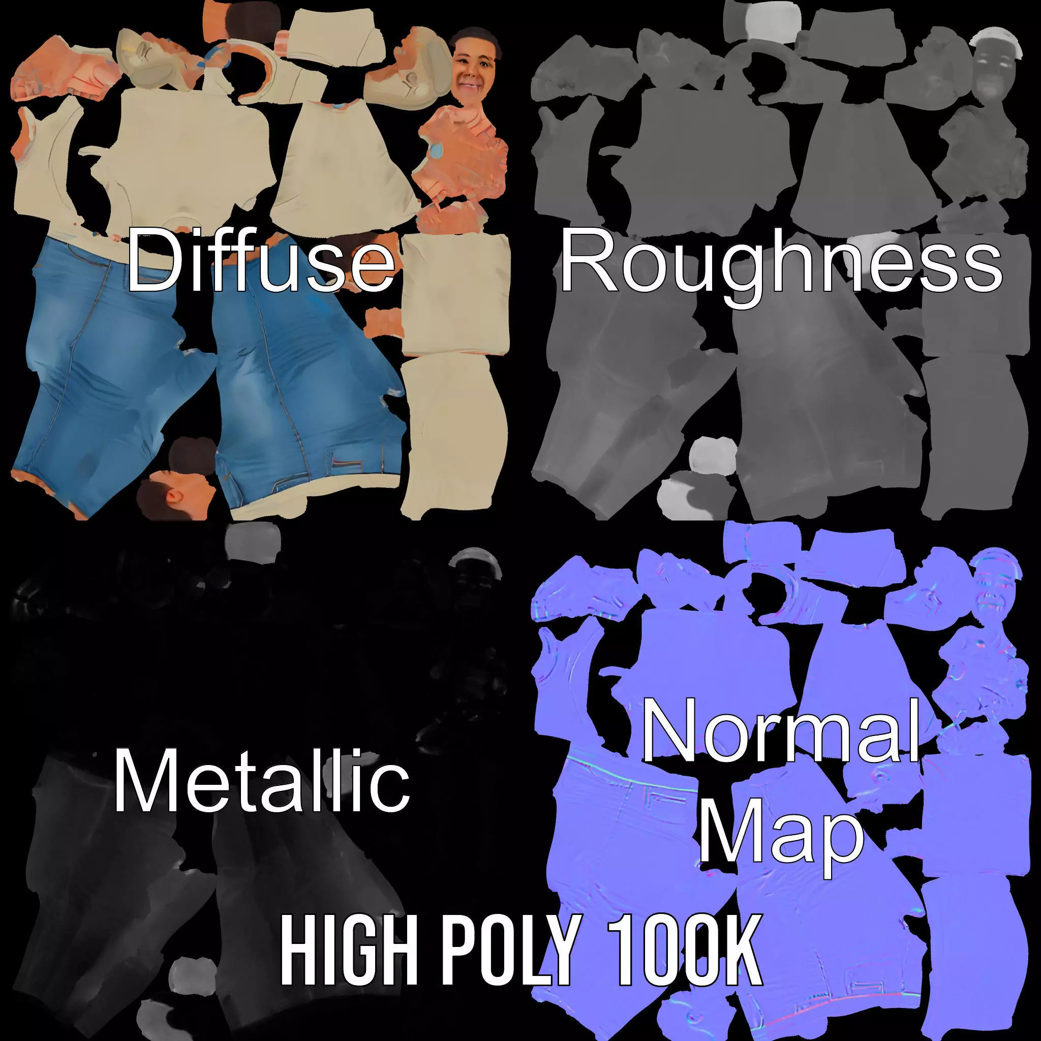 Casual Attire Man model pack Low-poly 3D model_3