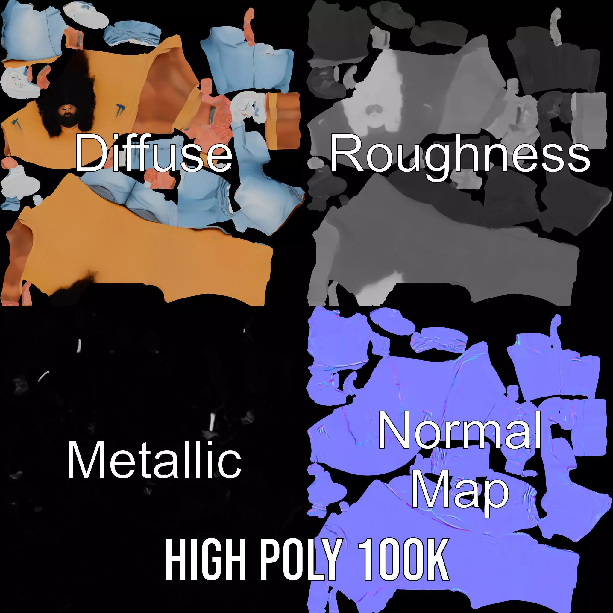 Casual Denim Outfit model pack Low-poly 3D model_3