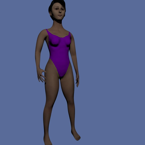 Rigged low poly Girl in a thight swimsuit