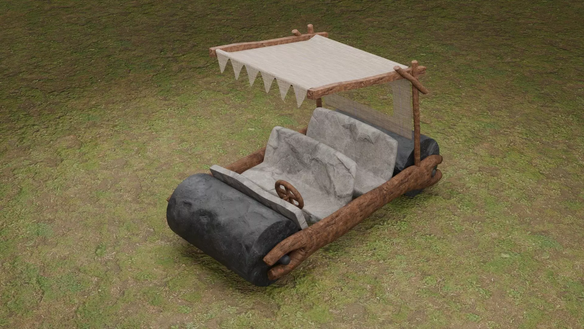 Flintstone Car Cartoon Stone Age Vehicle 3D model