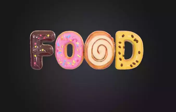 Sweet Treat Food Letters Low-poly 3D model