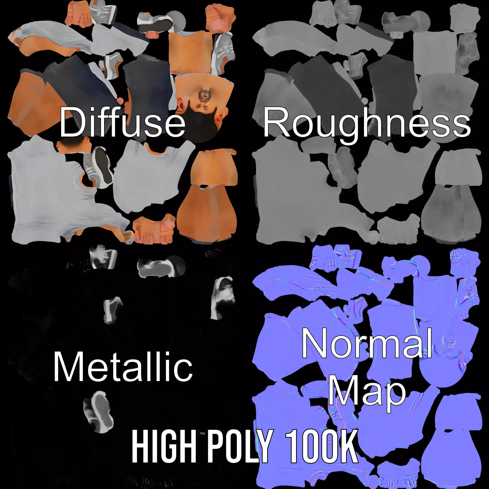 Casual Male Character model pack Low-poly 3D model_3