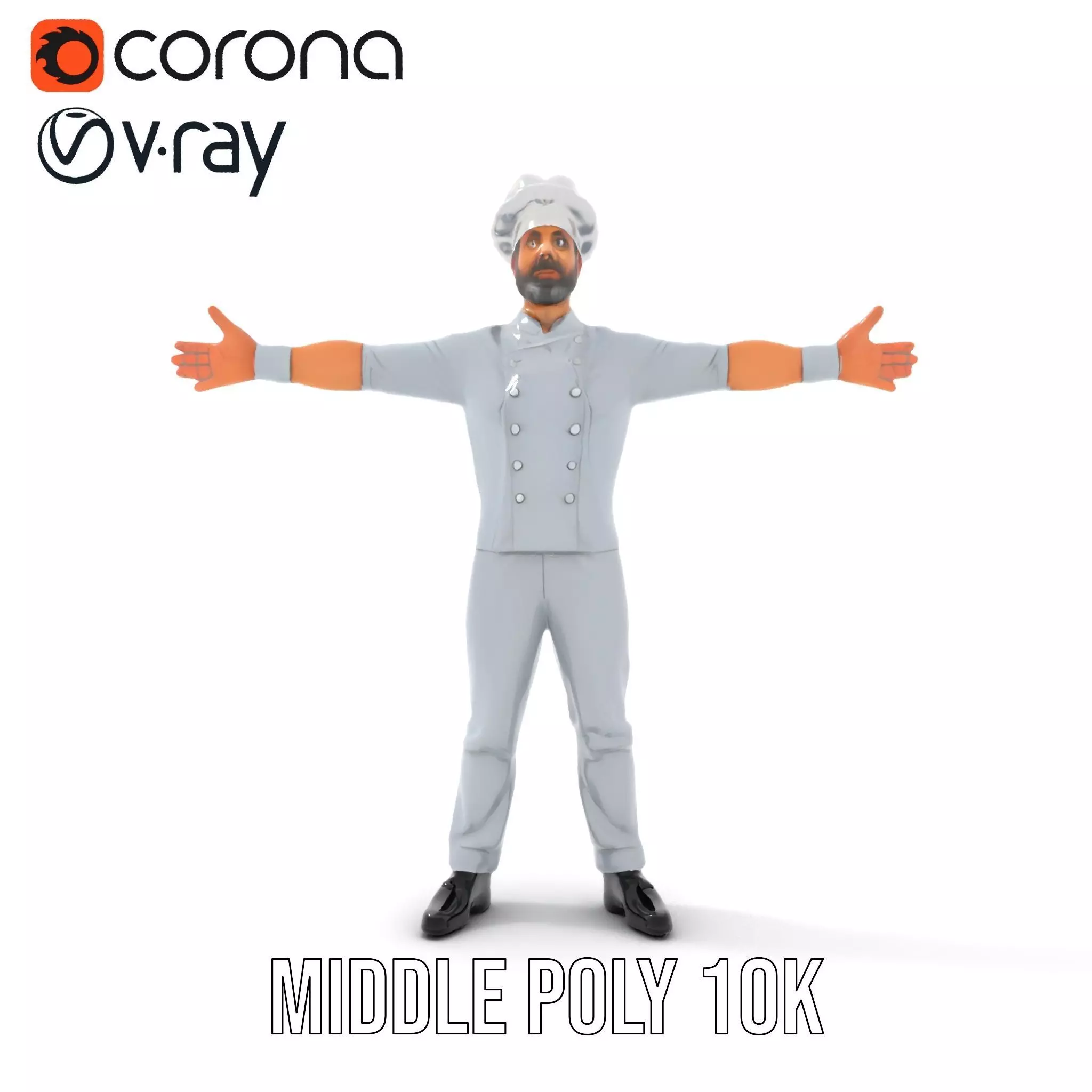 Grey Chef Outfit model pack Low-poly 3D model_26