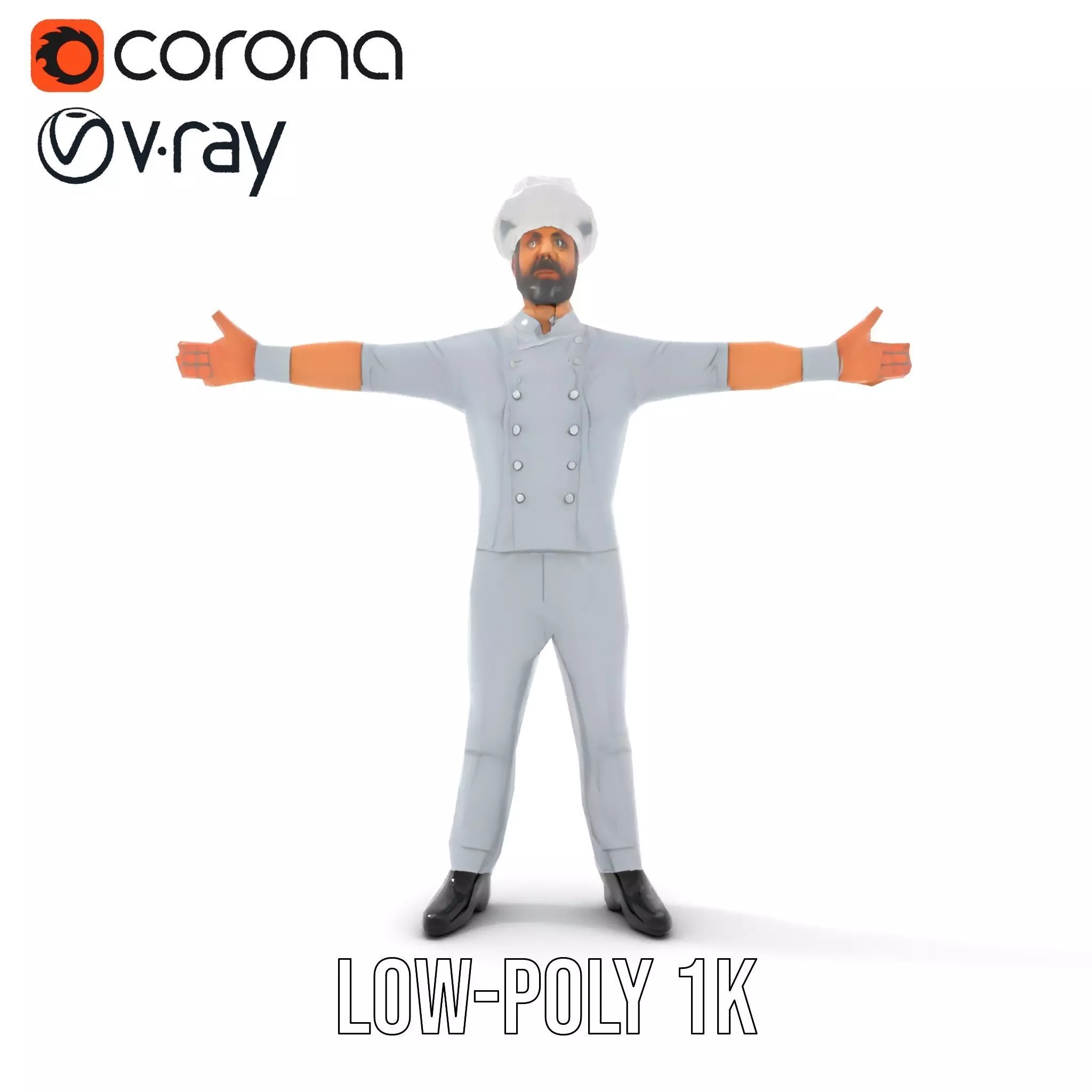Grey Chef Outfit model pack Low-poly 3D model_12