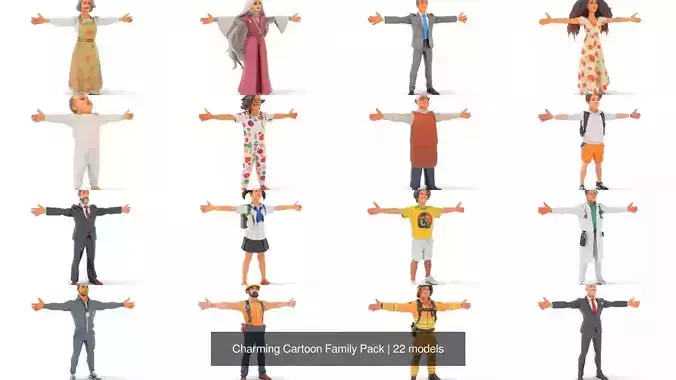 Charming Cartoon Family Pack