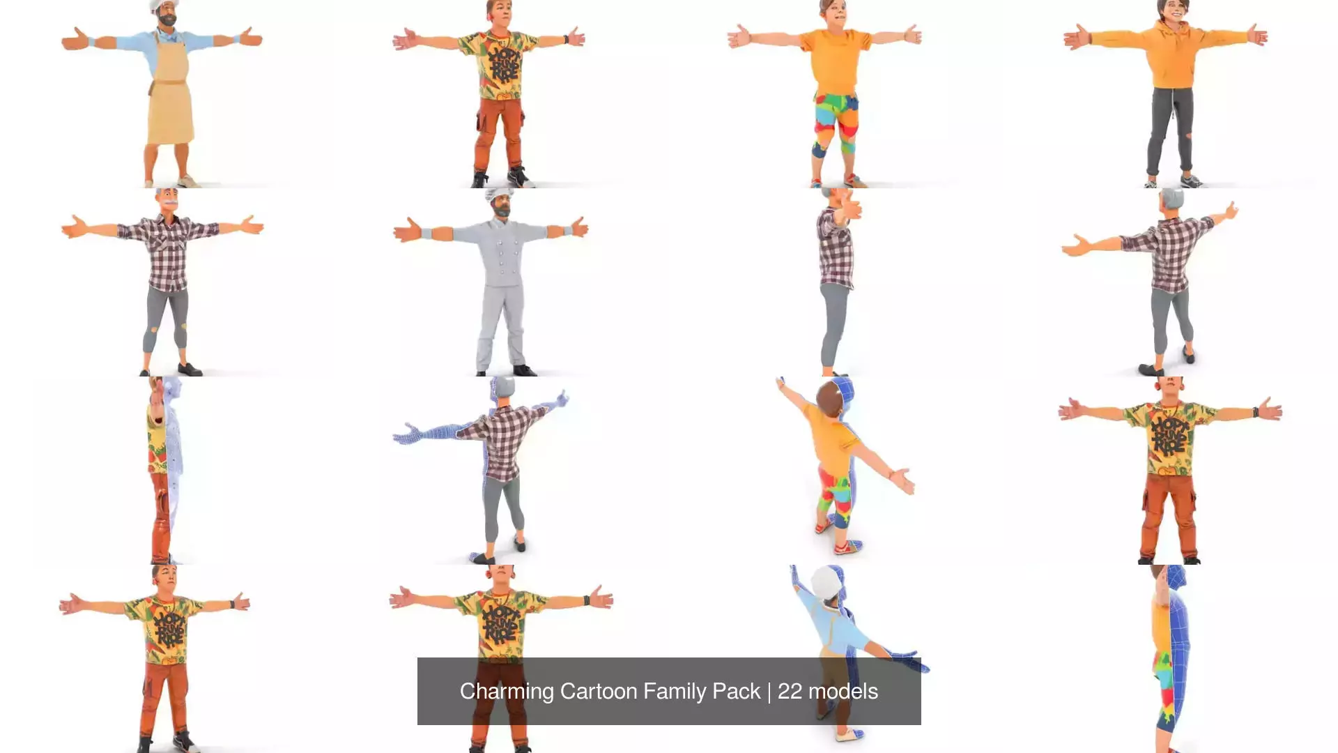 Charming Cartoon Family Pack 3D Model Collection_3