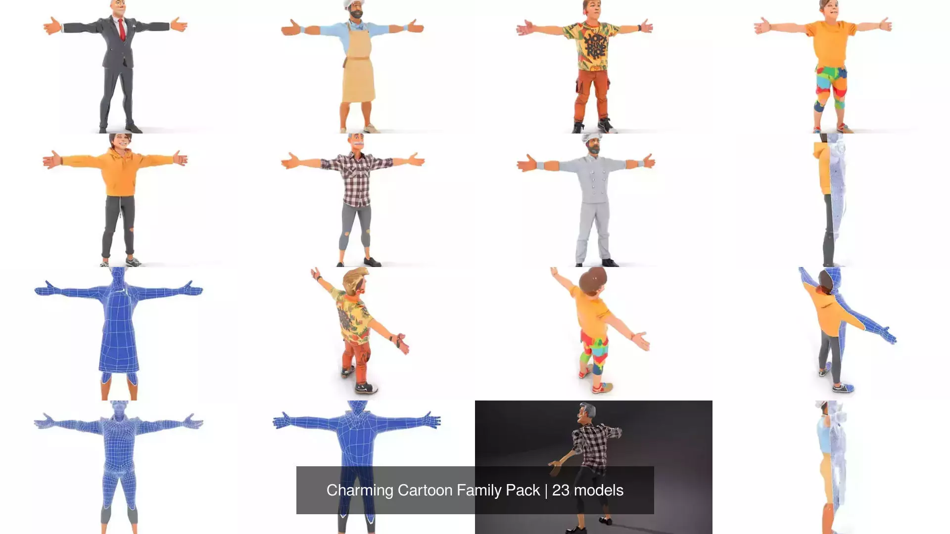 Charming Cartoon Family Pack 3D Model Collection_2