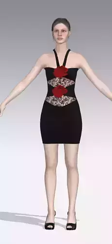 the little black dress rose two detail  Low-poly 3D model