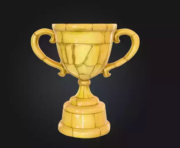 Golden Victory Trophy Low-poly 3D model