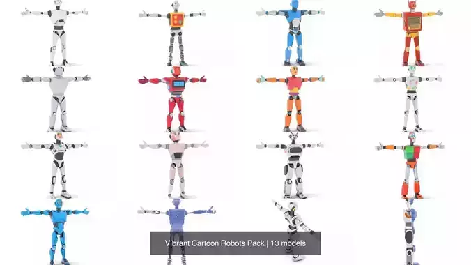 Vibrant Cartoon Robots Pack 3D Model Collection