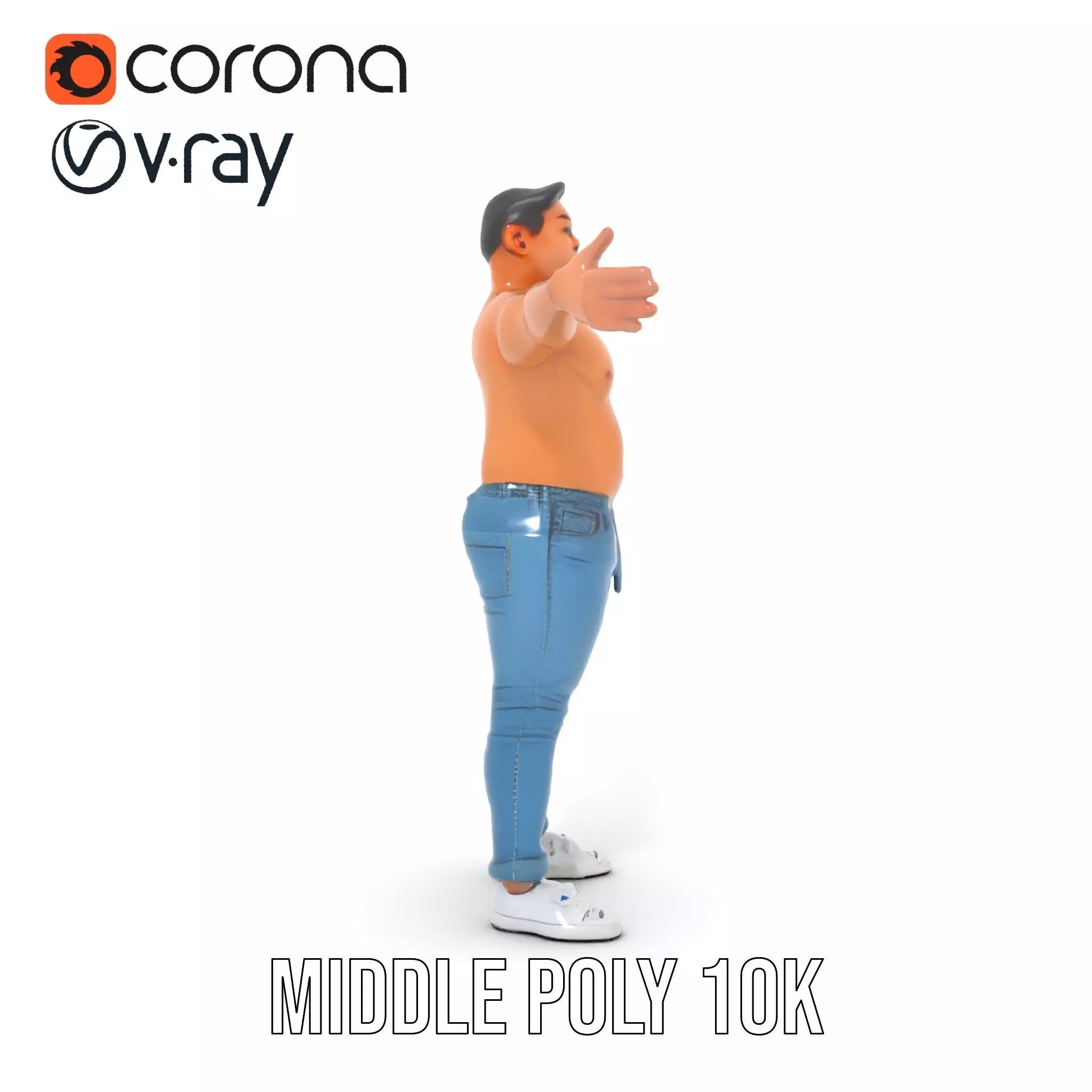 Casual Denim Character model pack Low-poly 3D model_16