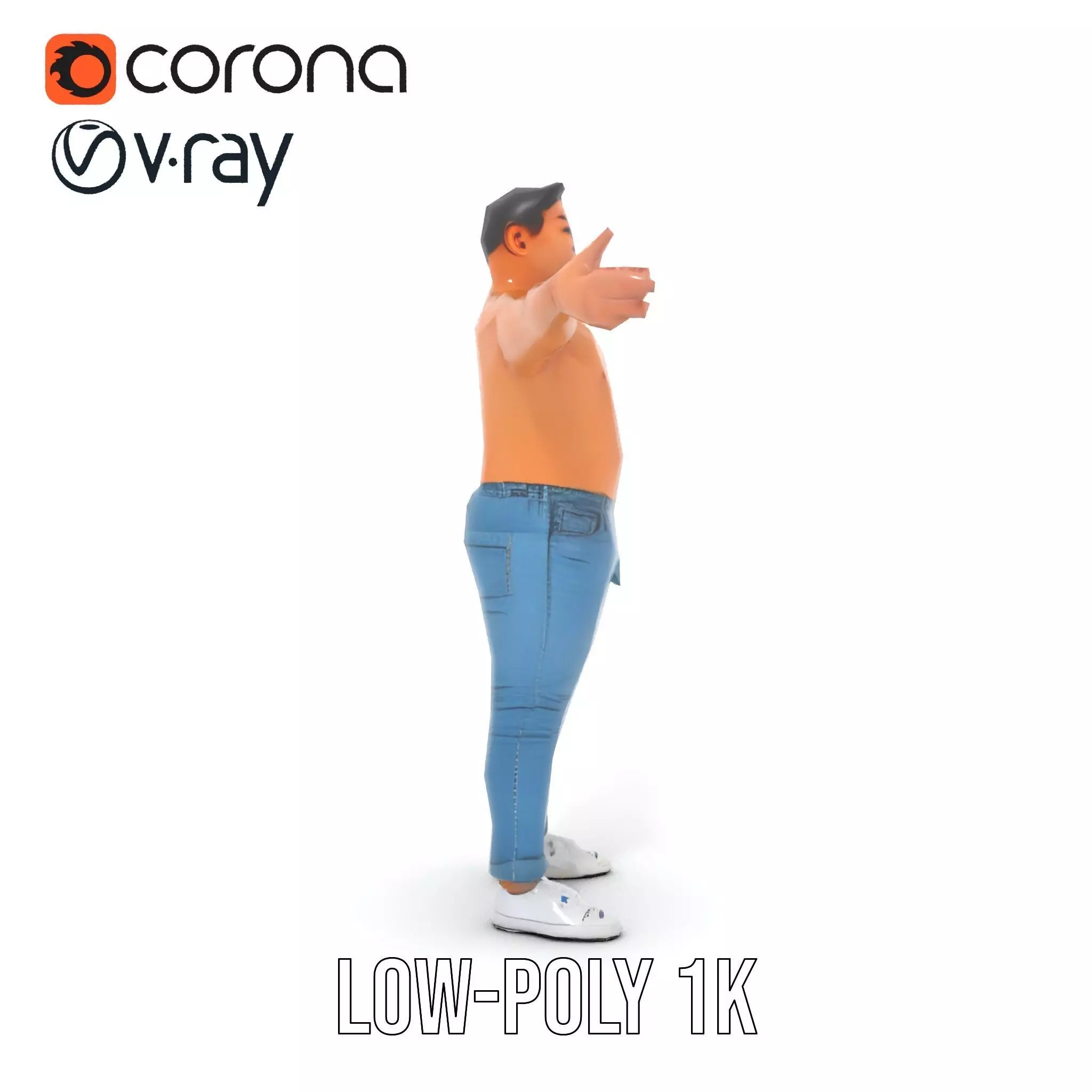 Casual Denim Character model pack Low-poly 3D model_9