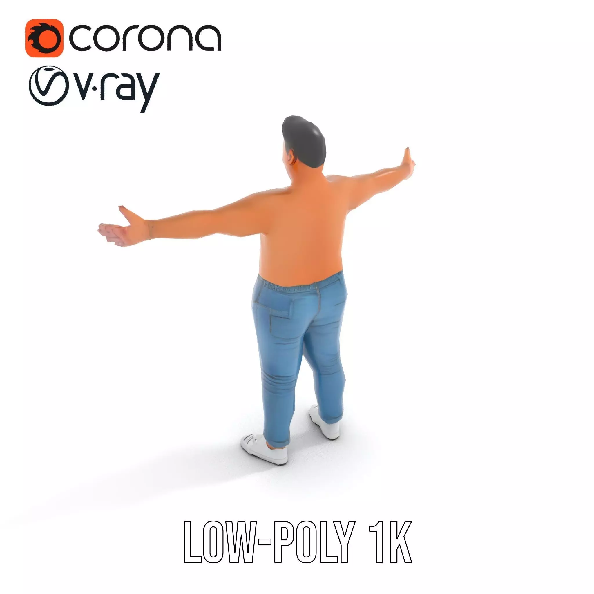 Casual Denim Character model pack Low-poly 3D model_7