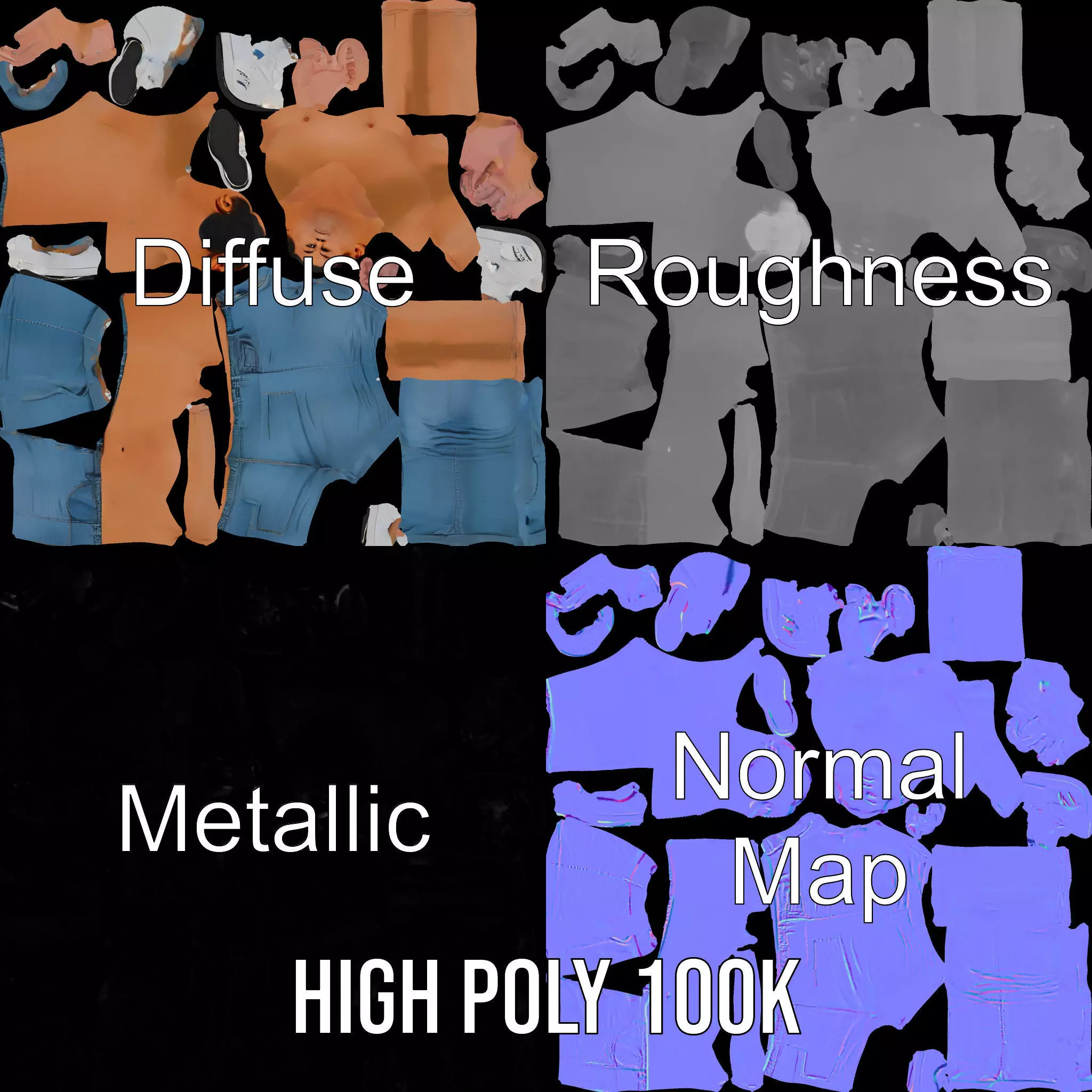 Casual Denim Character model pack Low-poly 3D model_3