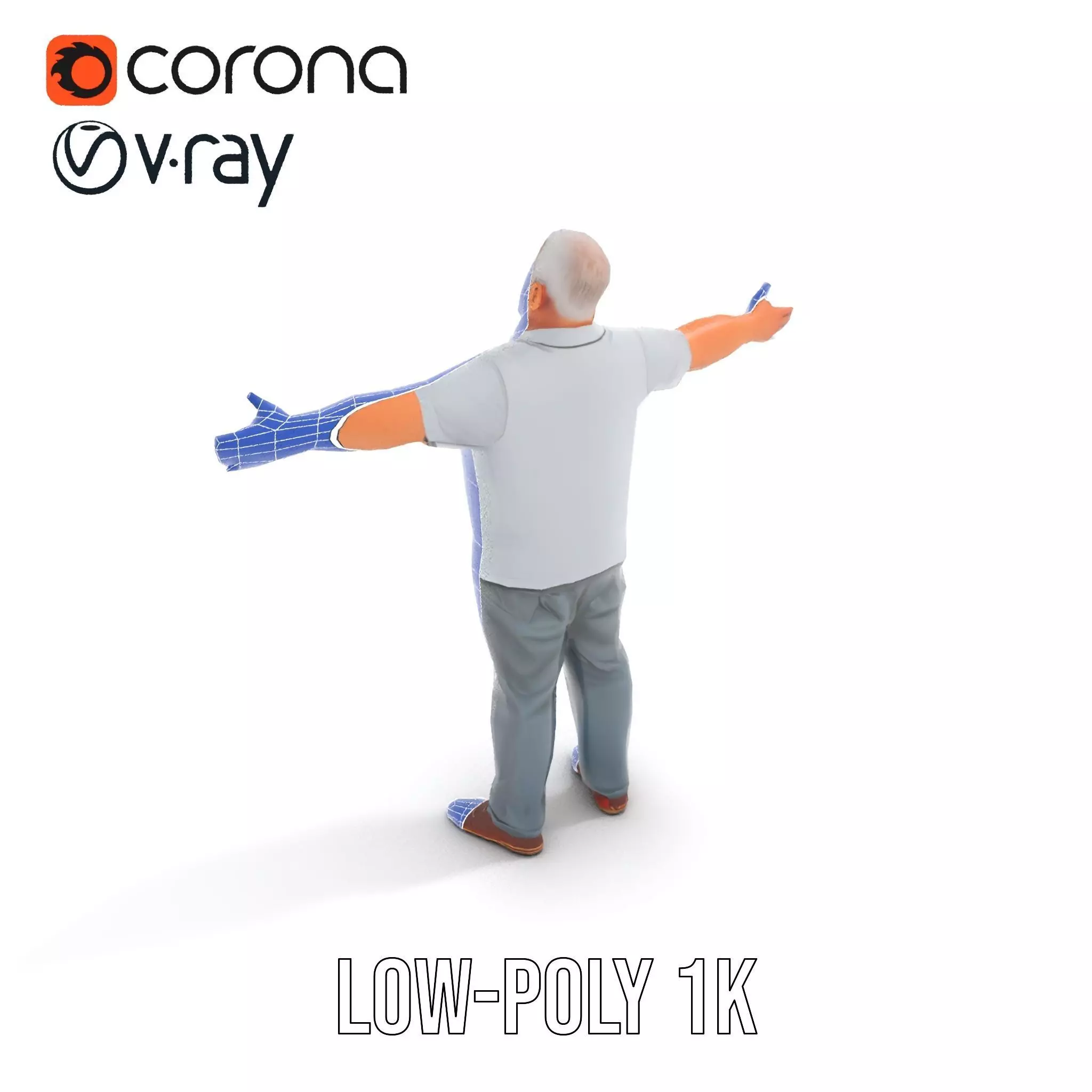 Casual Elderly Male model pack Low-poly 3D model_16
