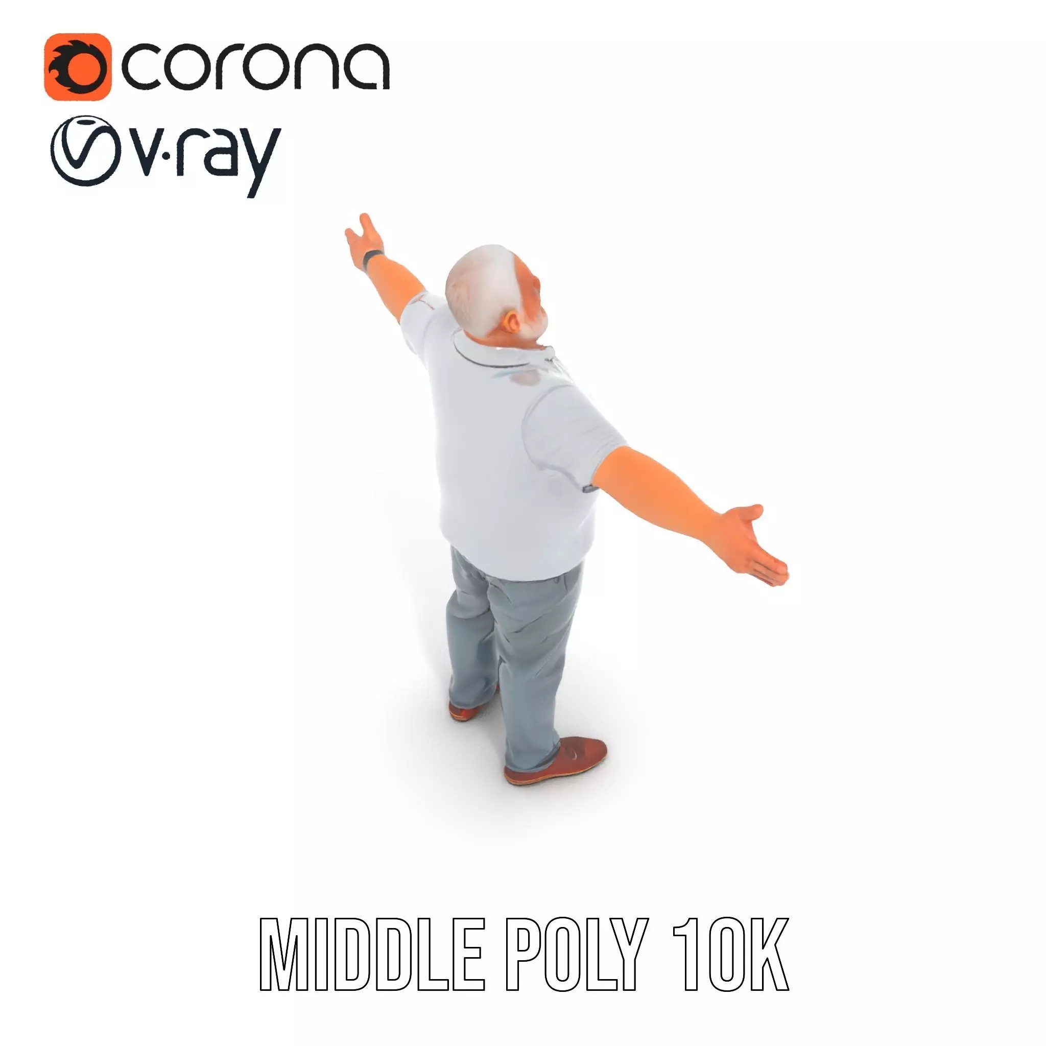 Casual Elderly Male model pack Low-poly 3D model_11