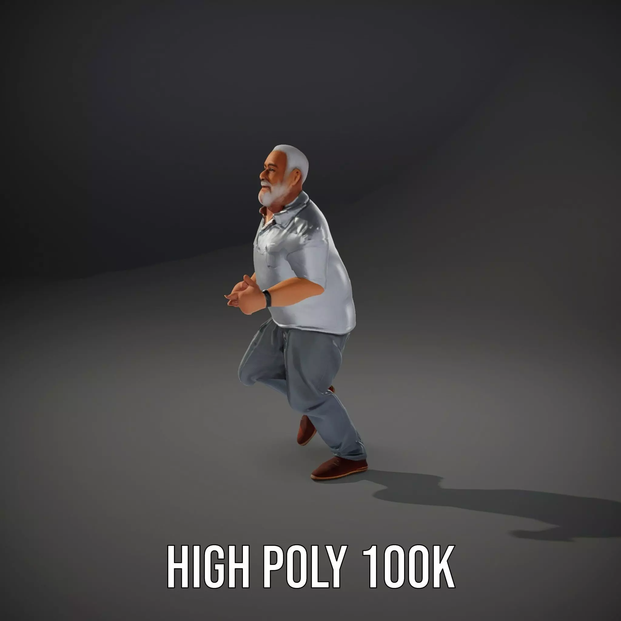 Casual Elderly Male model pack Low-poly 3D model_8
