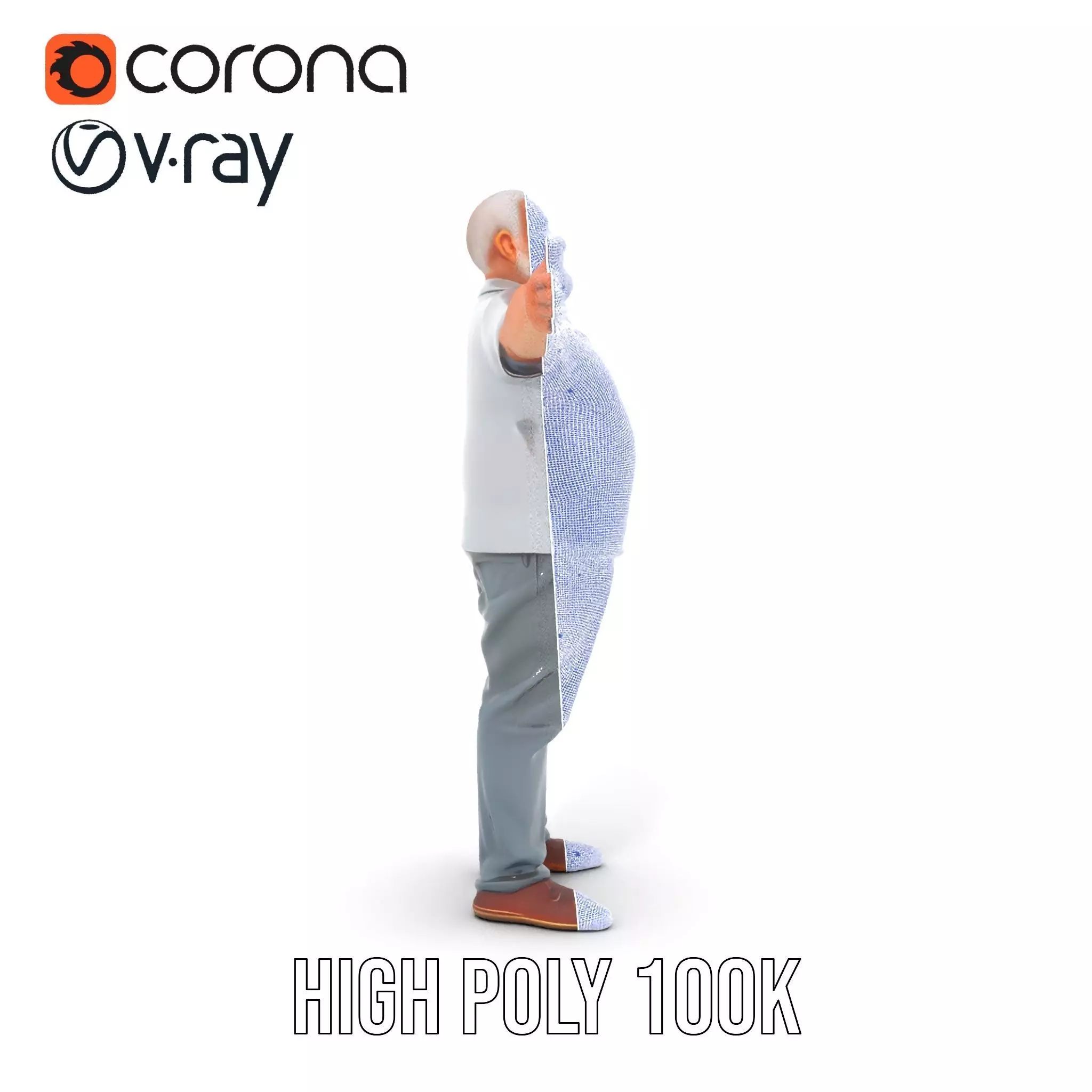 Casual Elderly Male model pack Low-poly 3D model_34