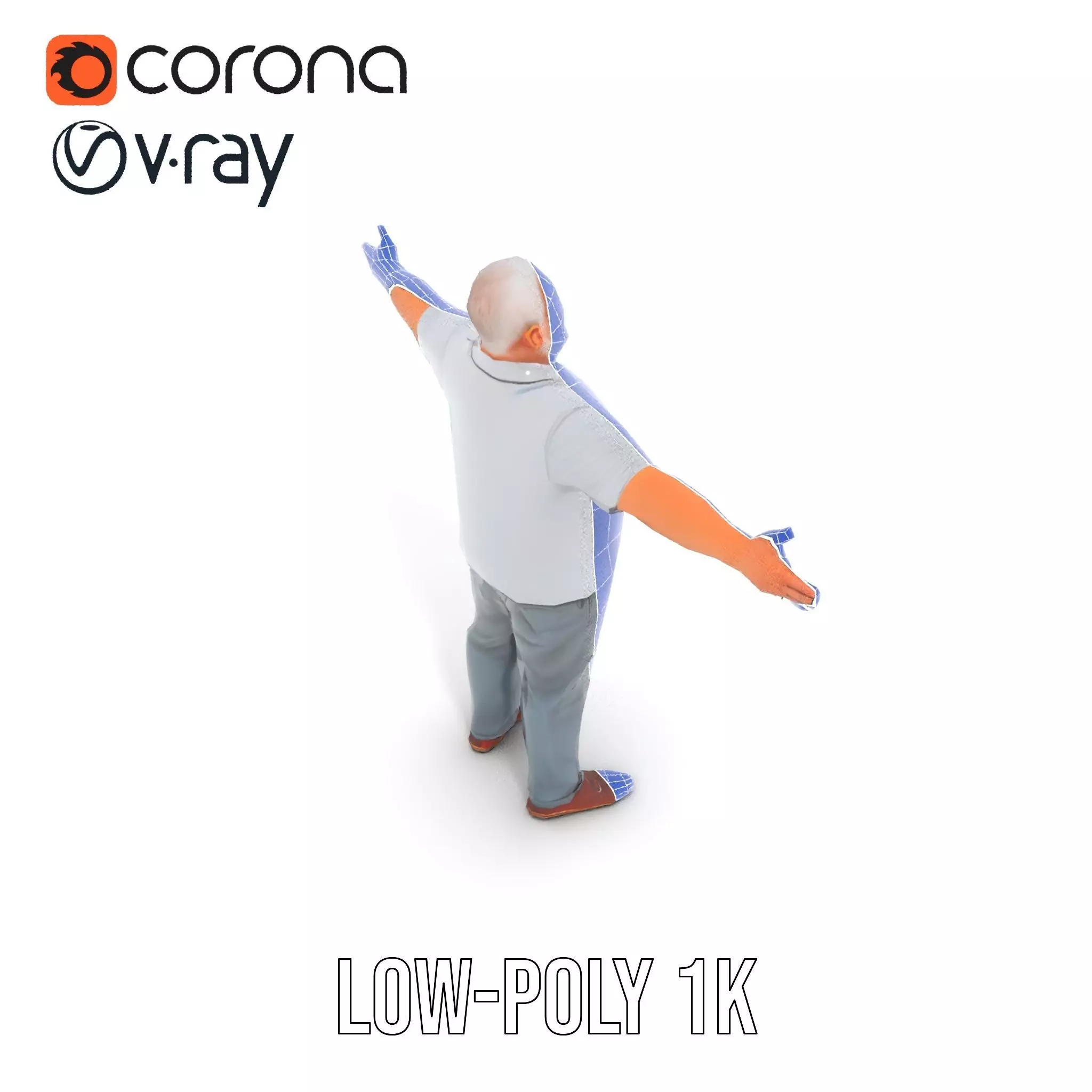 Casual Elderly Male model pack Low-poly 3D model_24