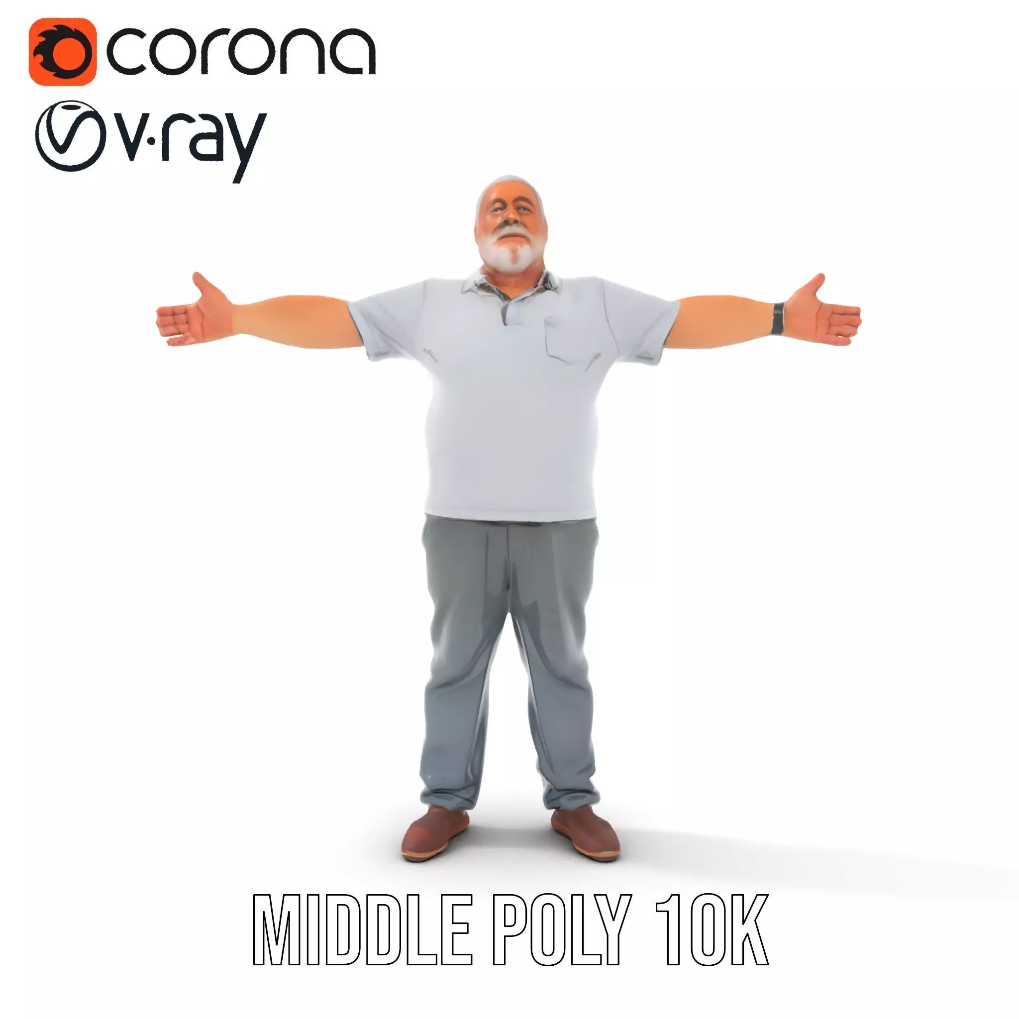 Casual Elderly Male model pack Low-poly 3D model_18