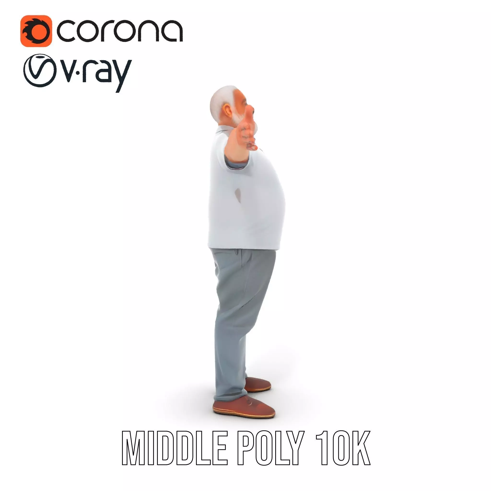 Casual Elderly Male model pack Low-poly 3D model_20