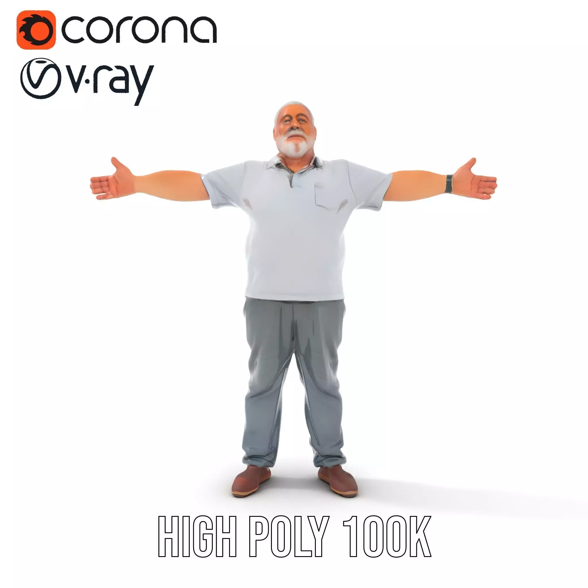 Casual Elderly Male model pack Low-poly 3D model_17